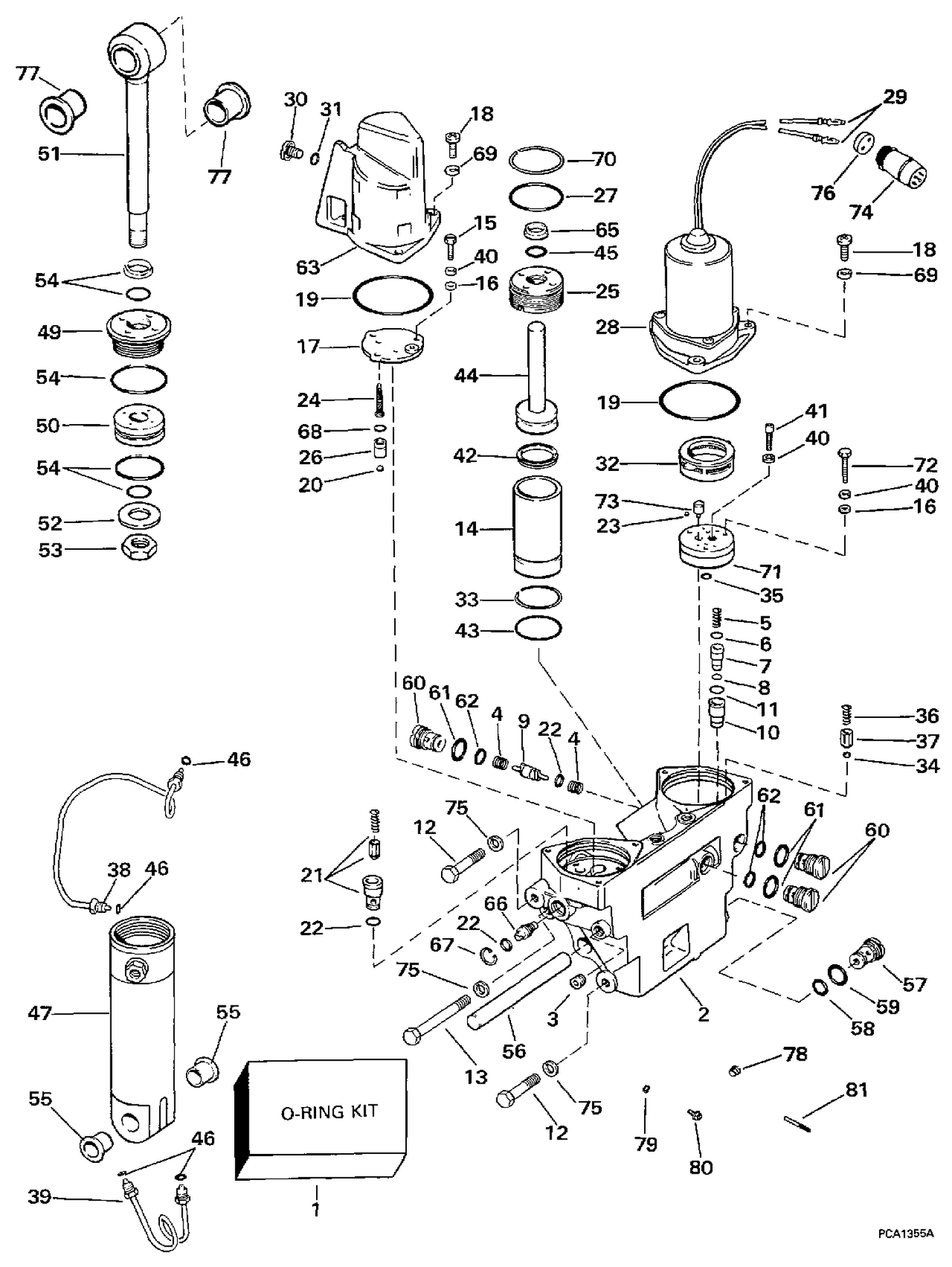 POWER TRIM/TILT HYDRAULIC ASSEMBLY - 50, 60, 70 MODELS