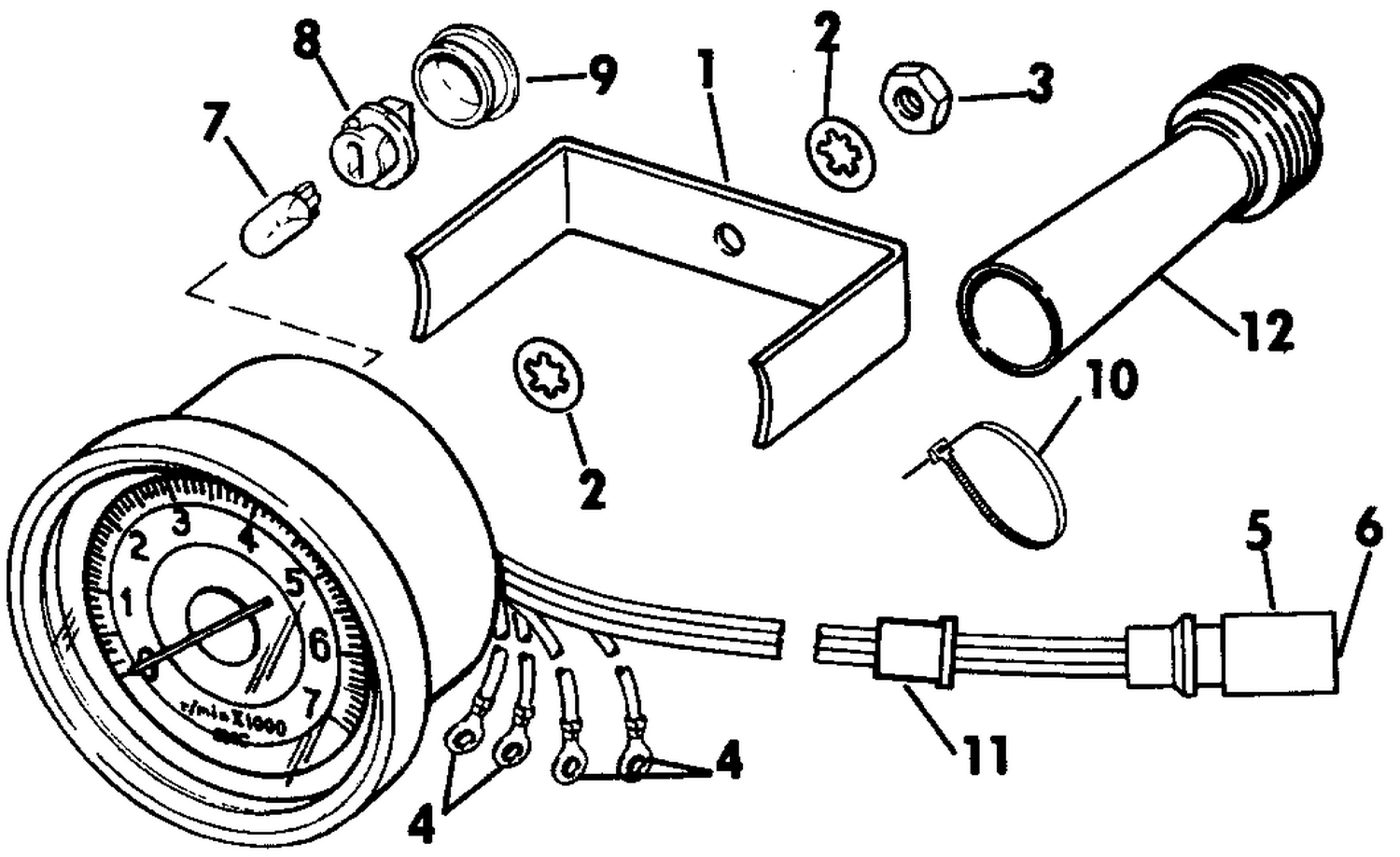 TACHOMETER KIT - FLUSH MOUNT - PLUG IN - TRADITIONAL SERIES