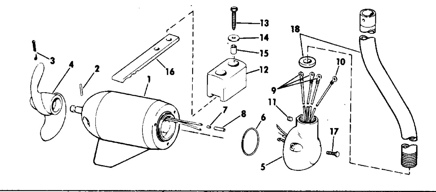 MOTOR AND ADAPTER GROUP 24 VOLT BOW MOUNT