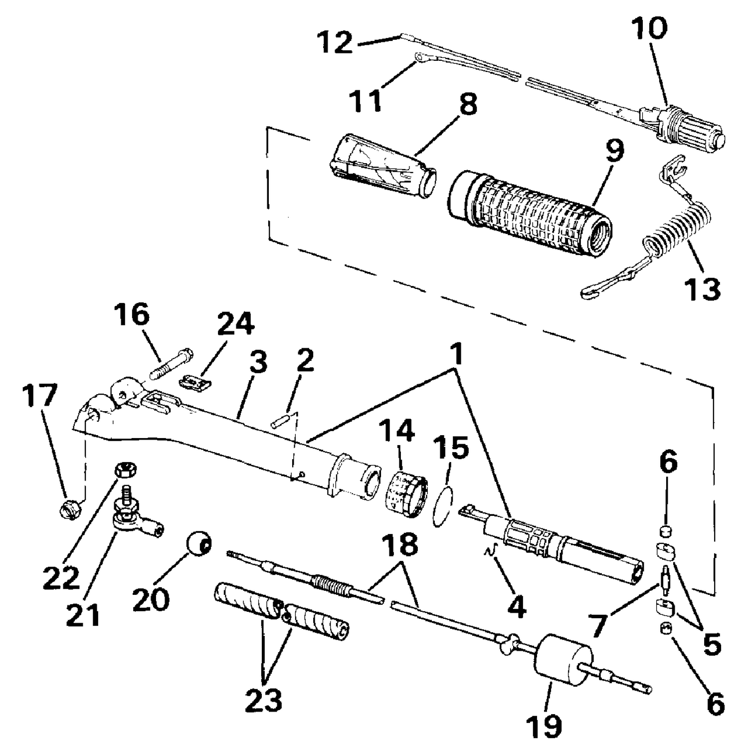 STEERING HANDLE-ROPE START & TILLER ELECTRIC MODELS ONLY