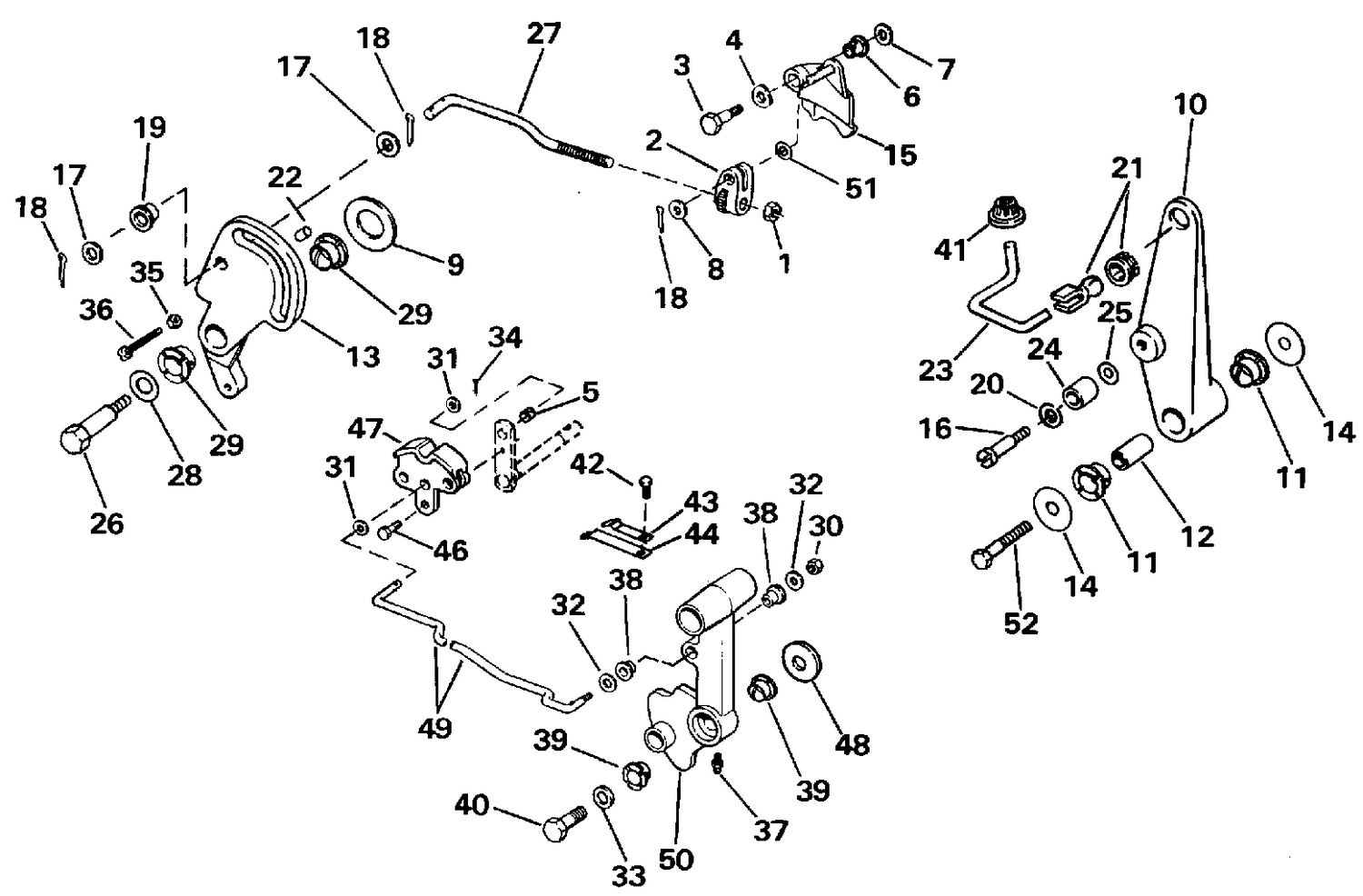 SHIFT & THROTTLE LINKAGE - MANUAL START