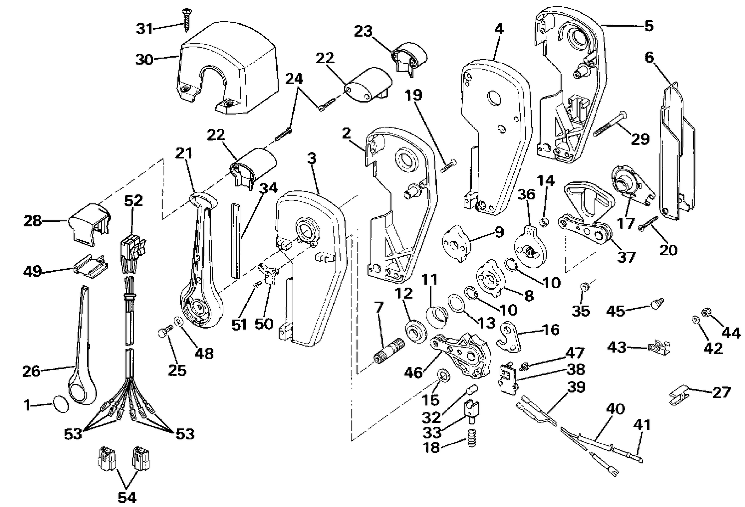 REMOTE CONTROL ASSEMBLY - BINNACLE MOUNT, DUAL LEVER