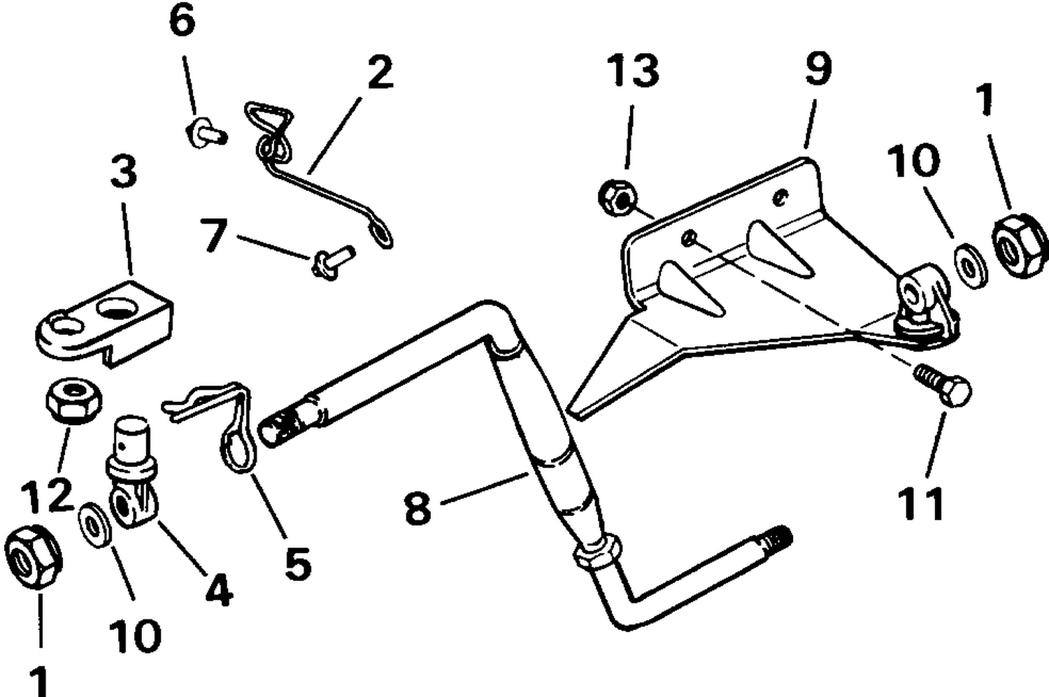 STEERING BAR KIT, AUXILIARY MOTOR - 4D, 9.9 & 15