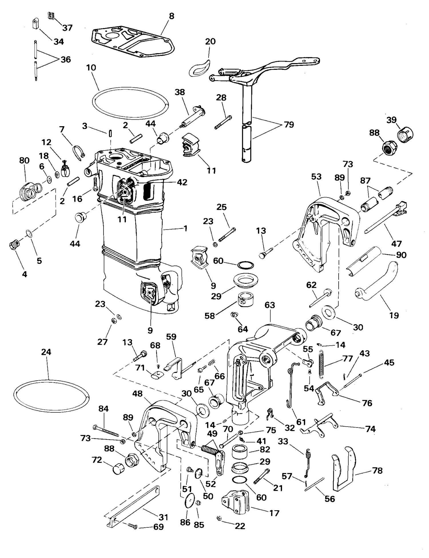 MIDSECTION - MANUAL TILT - A, K, R, RL, E, EL, TEL