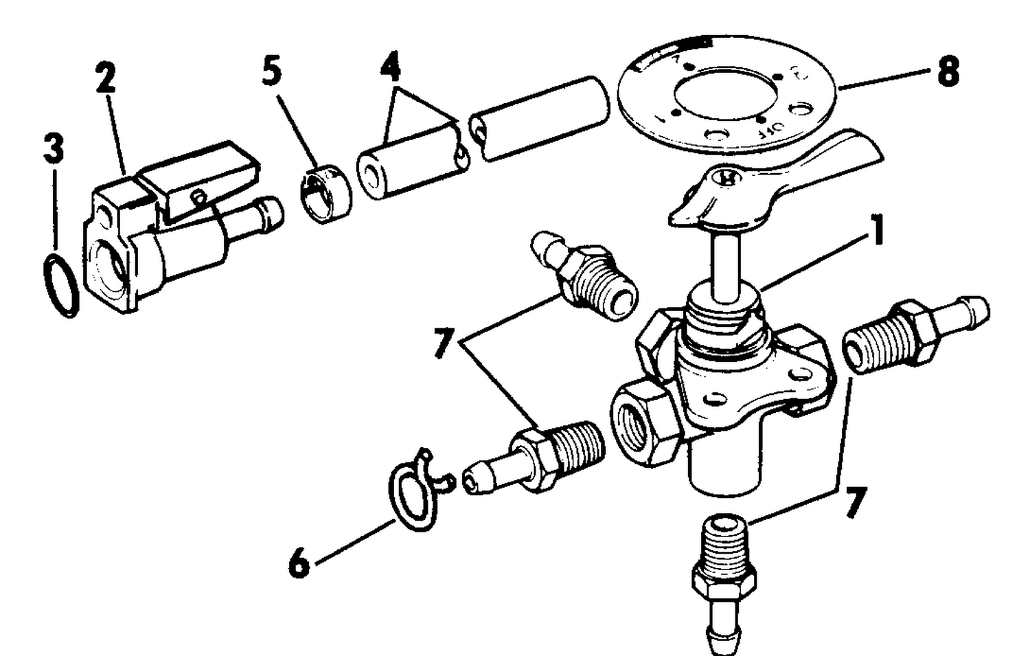 FOUR-WAY VALVE KIT - 1/4" I.D. FUEL HOSE