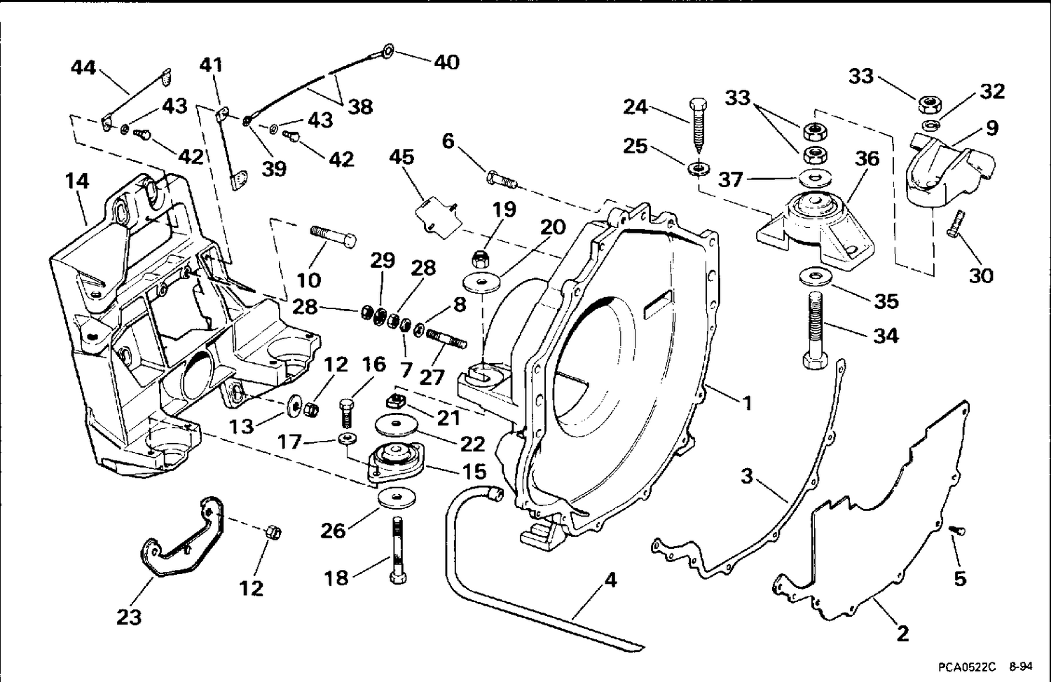 TRANSOM PLATE, FLYWHEEL HOUSING & MOUNTS