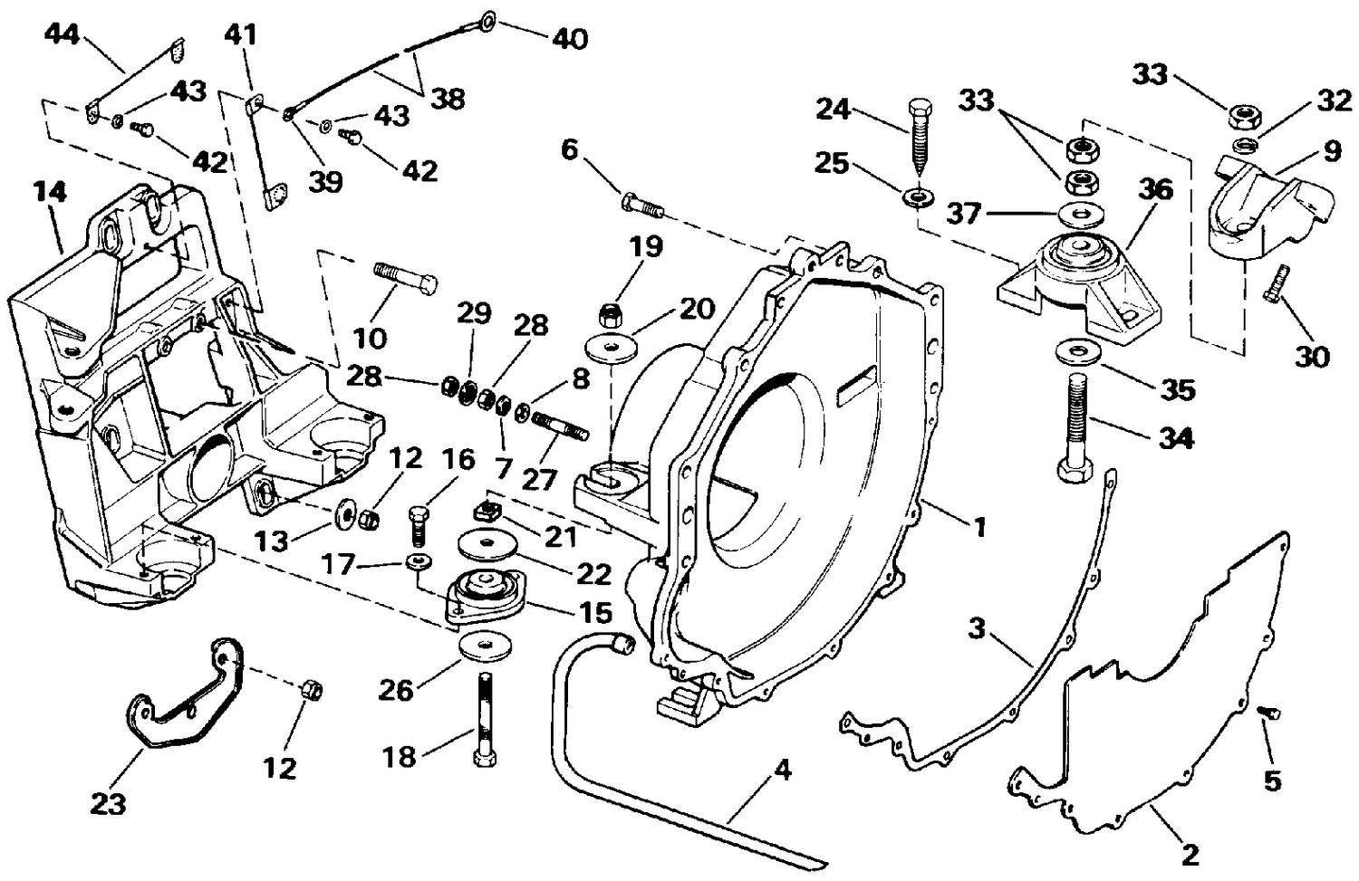 TRANSOM PLATE, FLYWHEEL HOUSING & MOUNTS