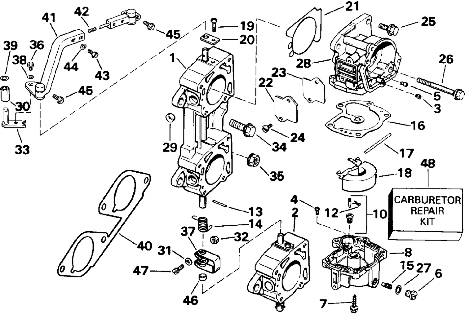 CARBURETOR AND LINKAGE - 200STL, 225