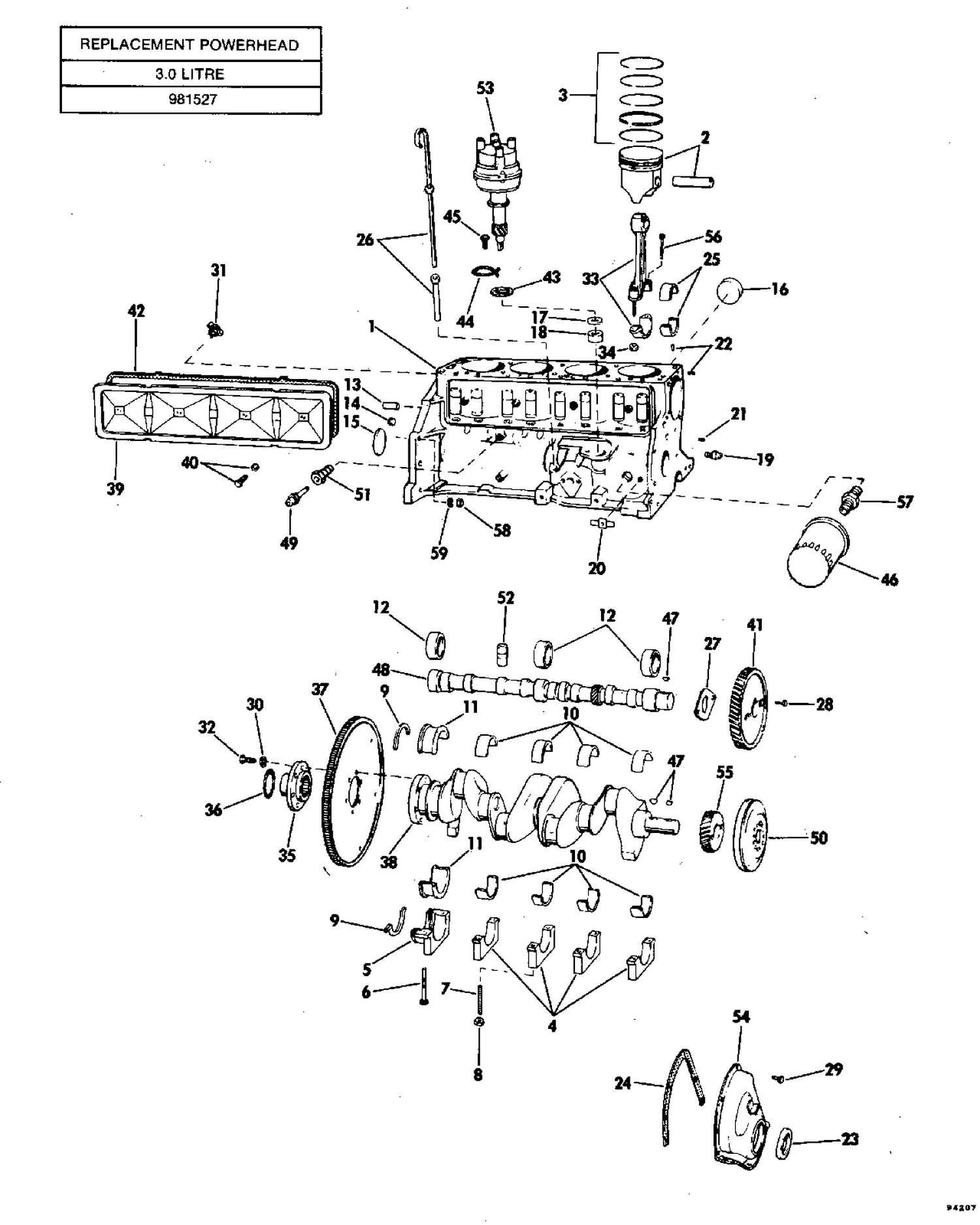 CRANKCASE GROUP 3.0 LITRE MODELS