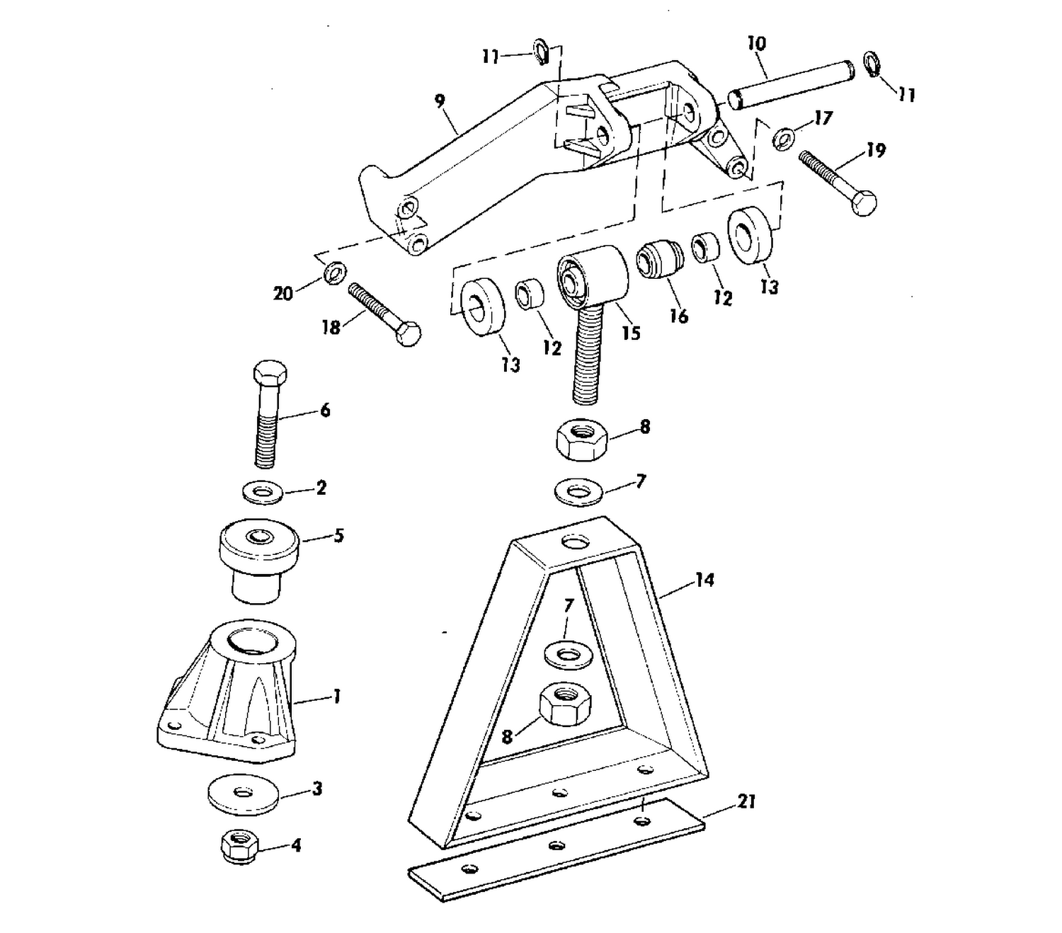 ENGINE MOUNT GROUP 165 HP W/MANUAL TRIM "R2" SUFFIX MODELS