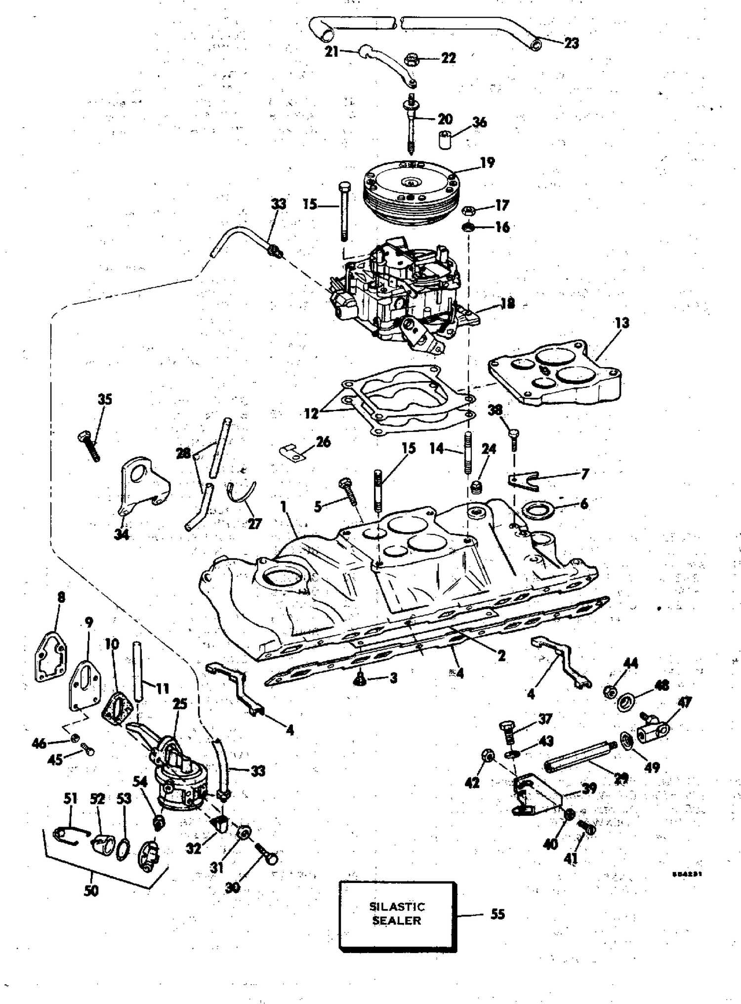 INTAKE MANIFOLD, FUEL PUMP AND CARBURETOR LINES