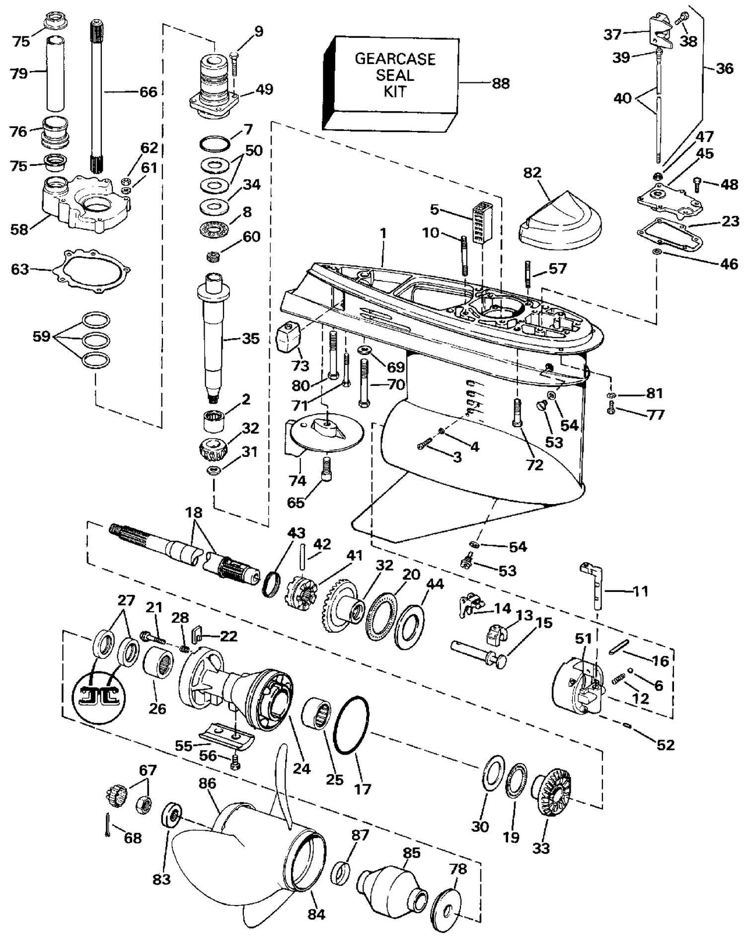 LOWER GEARCASE - STANDARD (R.H.) ROTATION