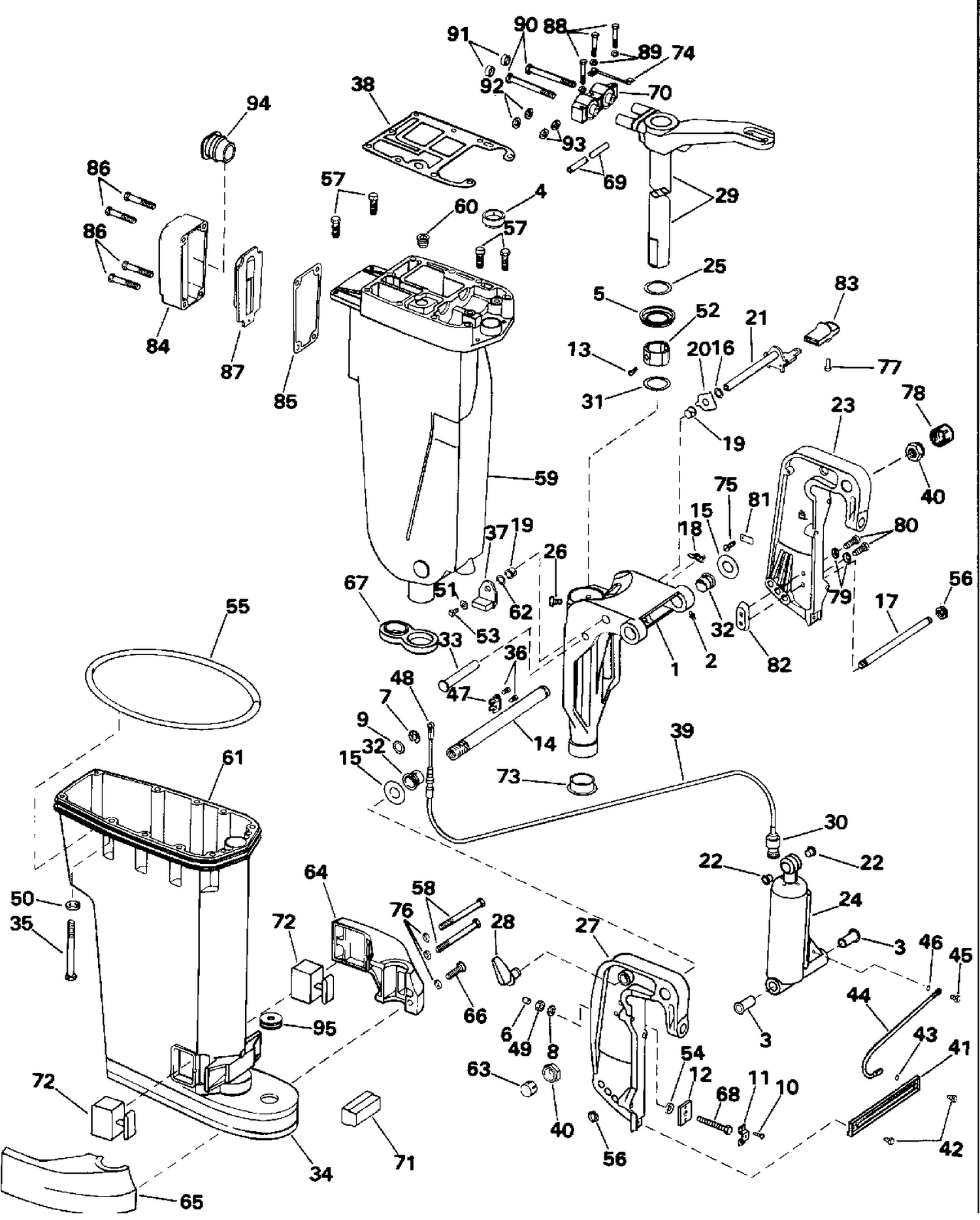 EXHAUST HOUSING & STERN & SWIVEL BRACKET