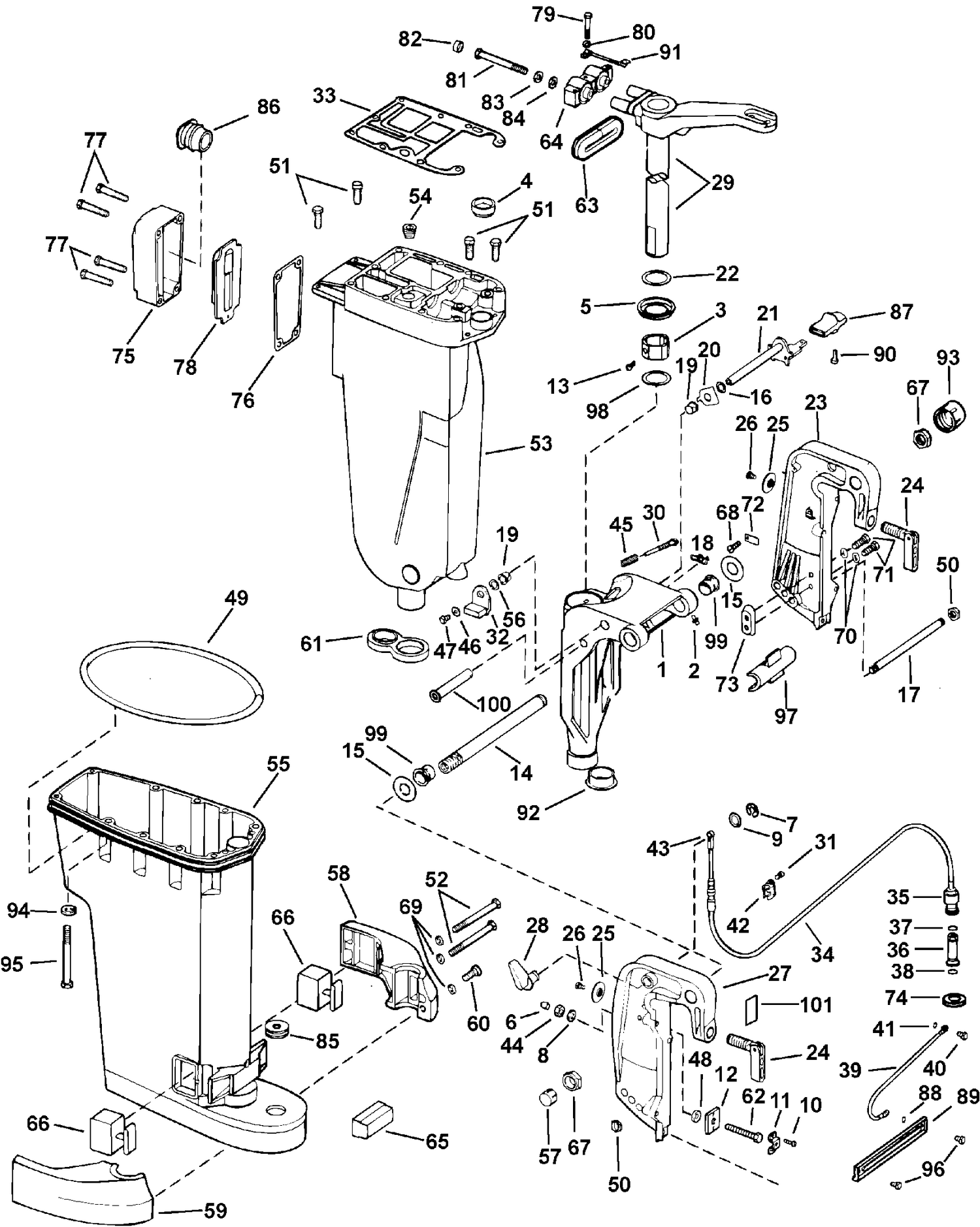 EXHAUST HOUSING & STERN BRACKET