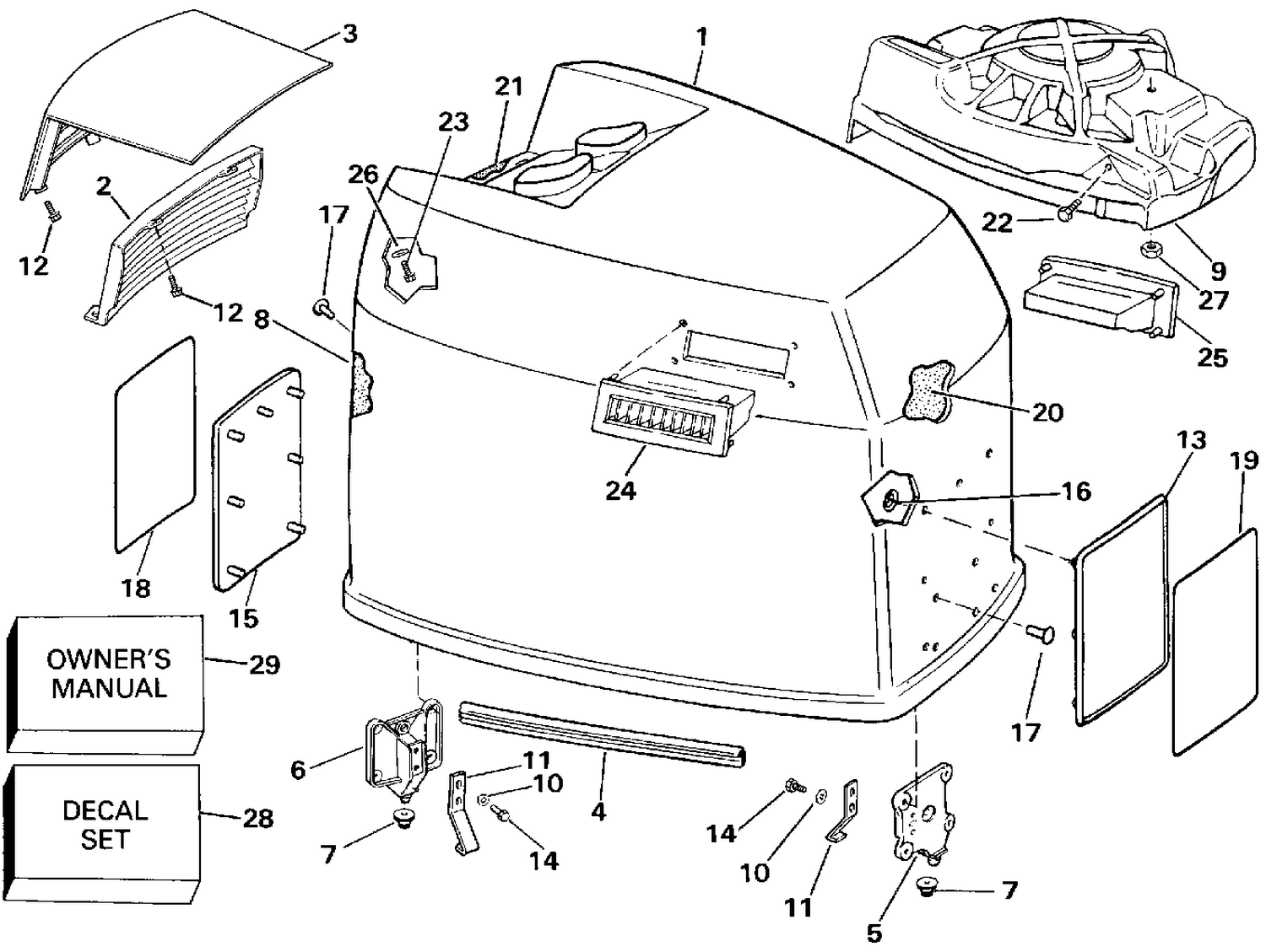 ENGINE COVER - JOHNSON - 200TX, 200CX, 225T, 225P, 225C