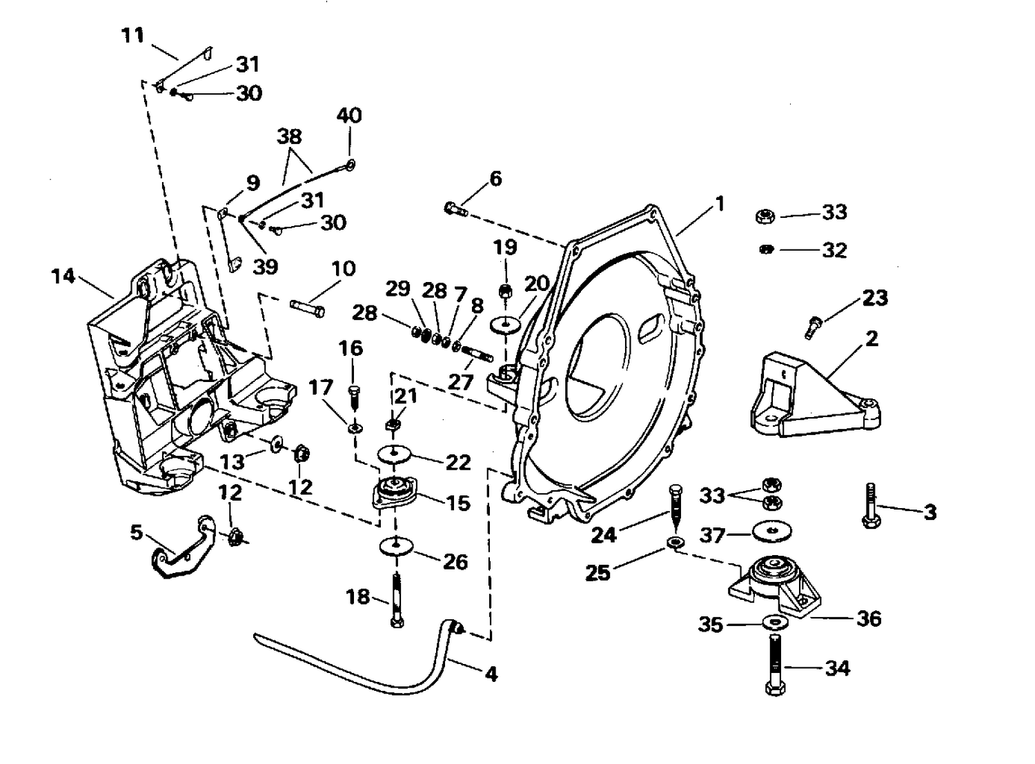 TRANSOM PLATE, FLYWHEEL HOUSING & MOUNTS