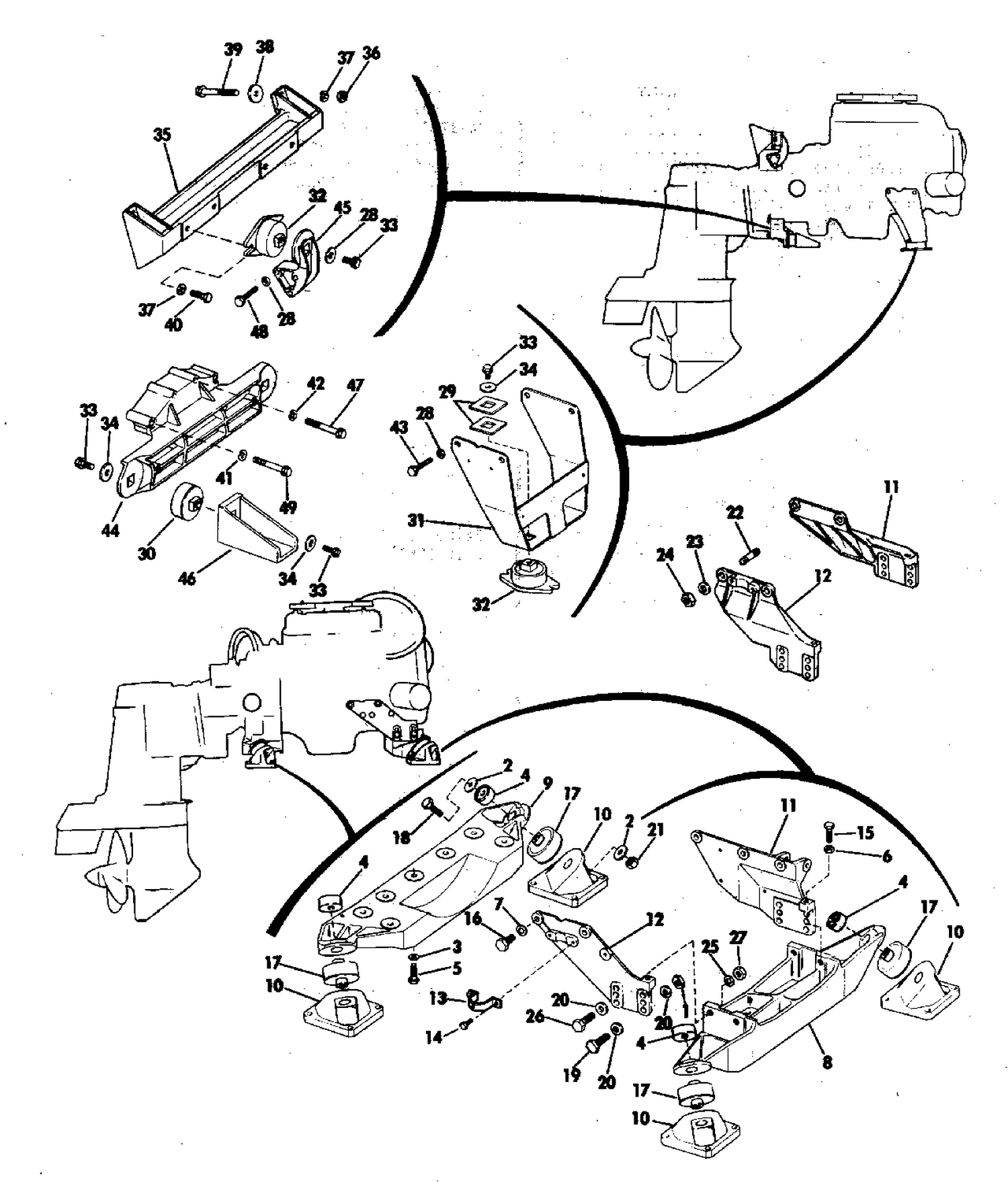 ENGINE MOUNT GROUP 120, 155 HP