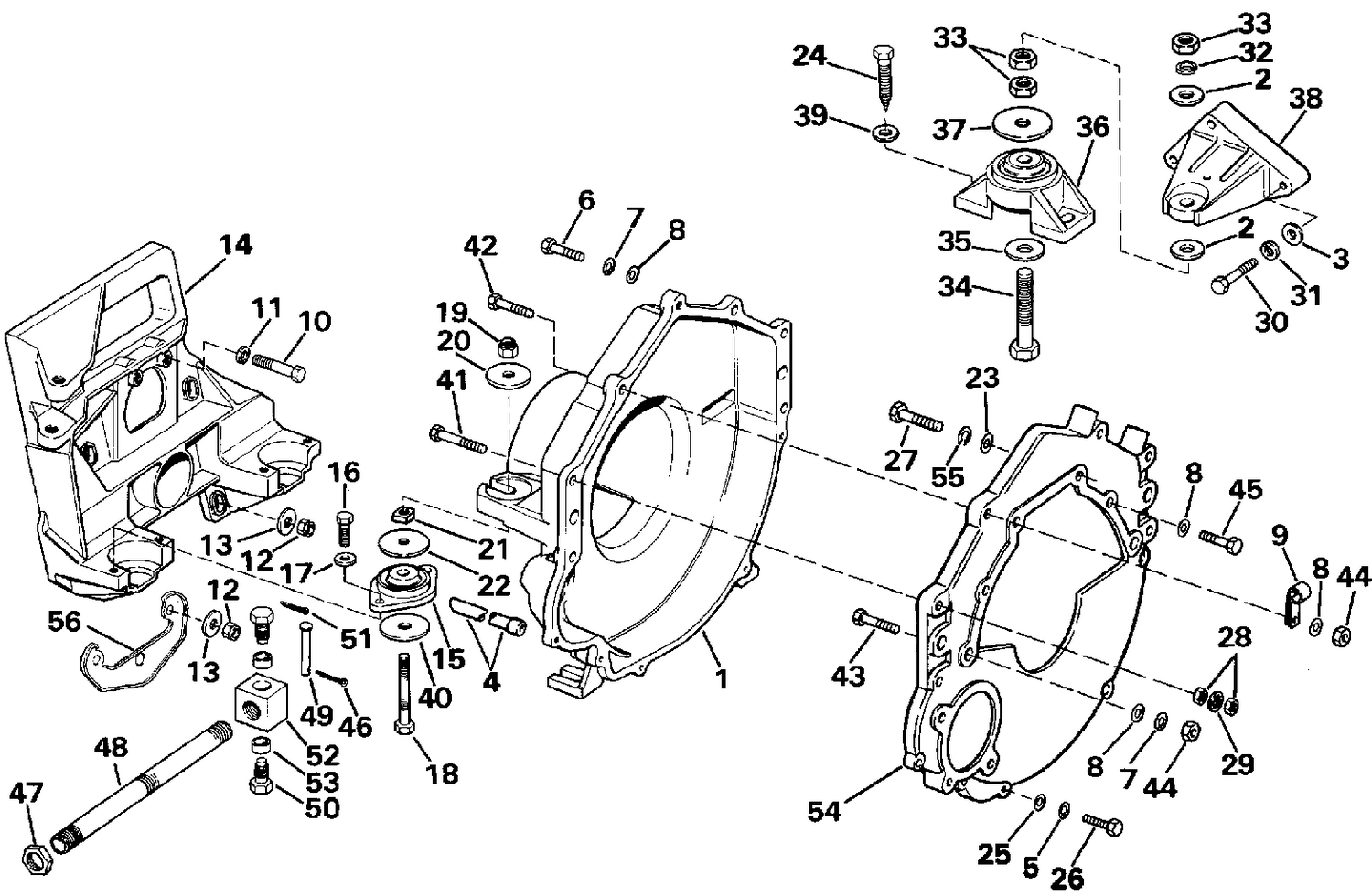TRANSOM PLATE, FLYWHEEL HOUSING & MOUNTS