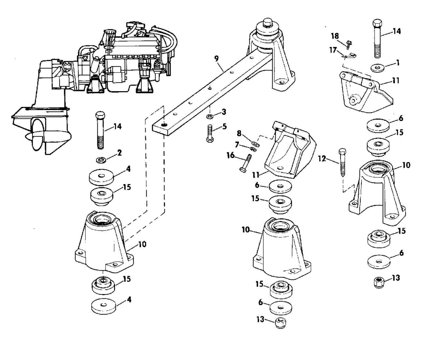 ENGINE MOUNT GROUP 225 & 245 HP STERN DRIVE