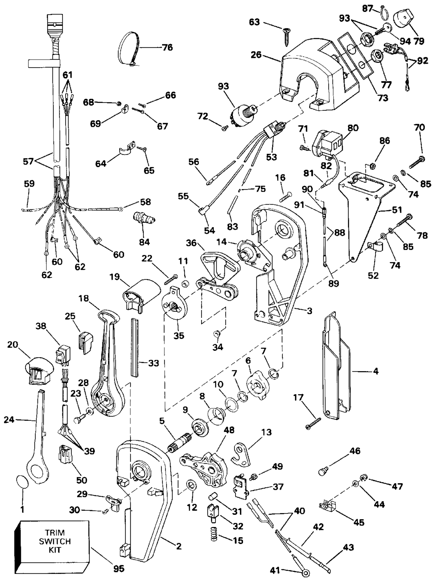 REMOTE CONTROL ASSY - BINNACLE - SINGLE LEVER - PREWIRED