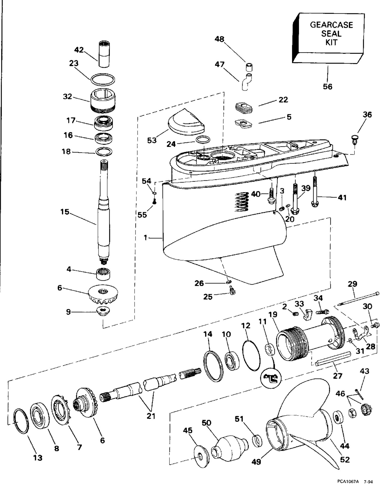 LOWER GEARCASE - SINGLE PROP