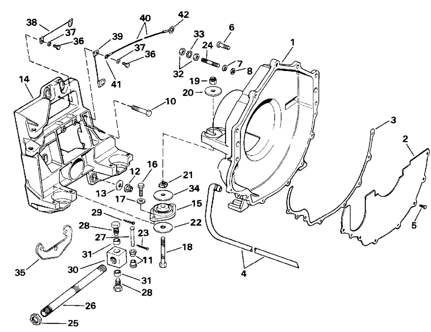 TRANSOM PLATE, FLYWHEEL HOUSING & MOUNTS
