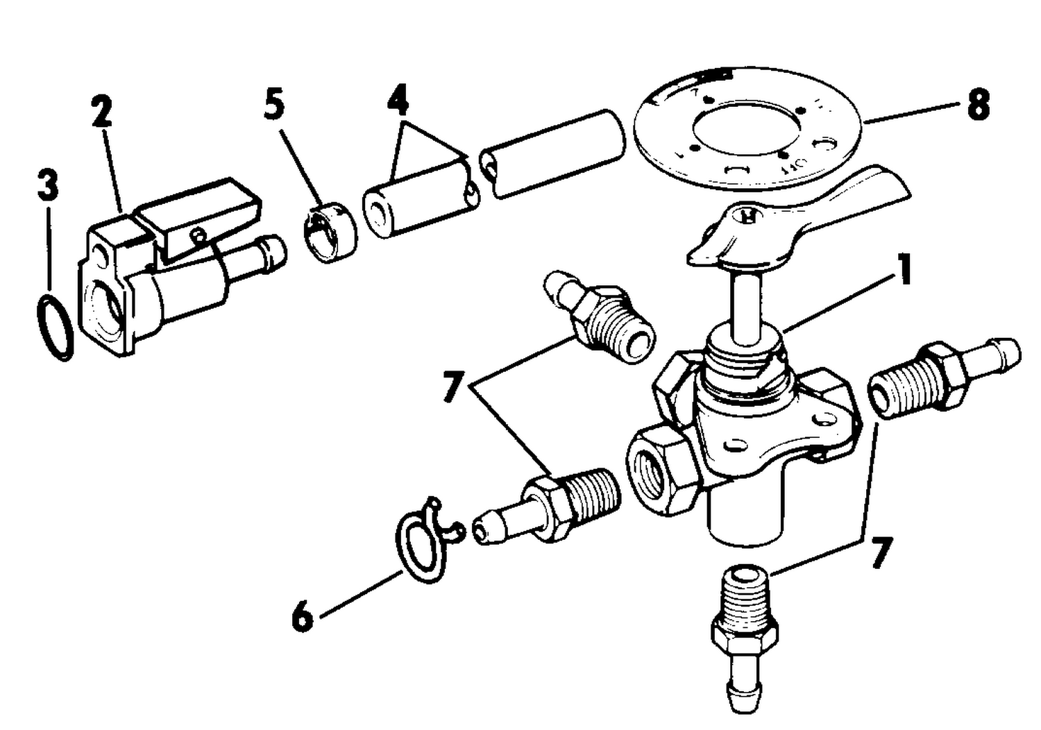 FOUR-WAY VALVE KIT - 1/4" I.D. FUEL HOSE