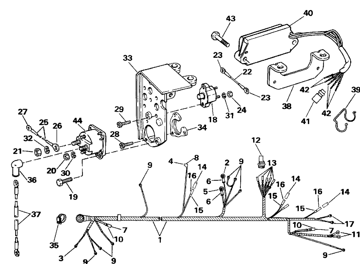ENGINE WIRE HARNESS & SHIFT MODULE (4.3 LITRE 2V MODELS)
