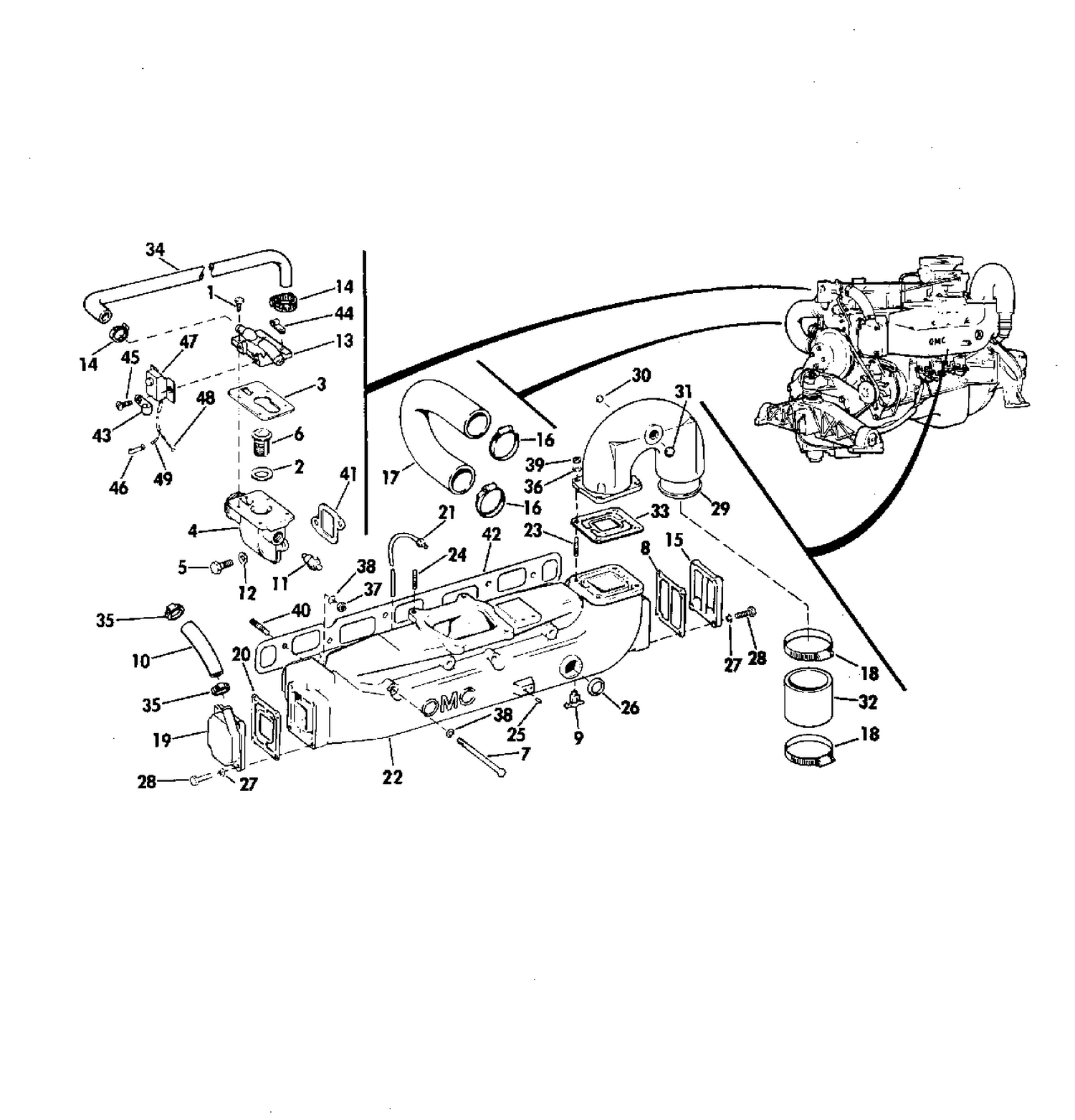 COOLING SYSTEM GROUP 165 HP STERN DRIVE