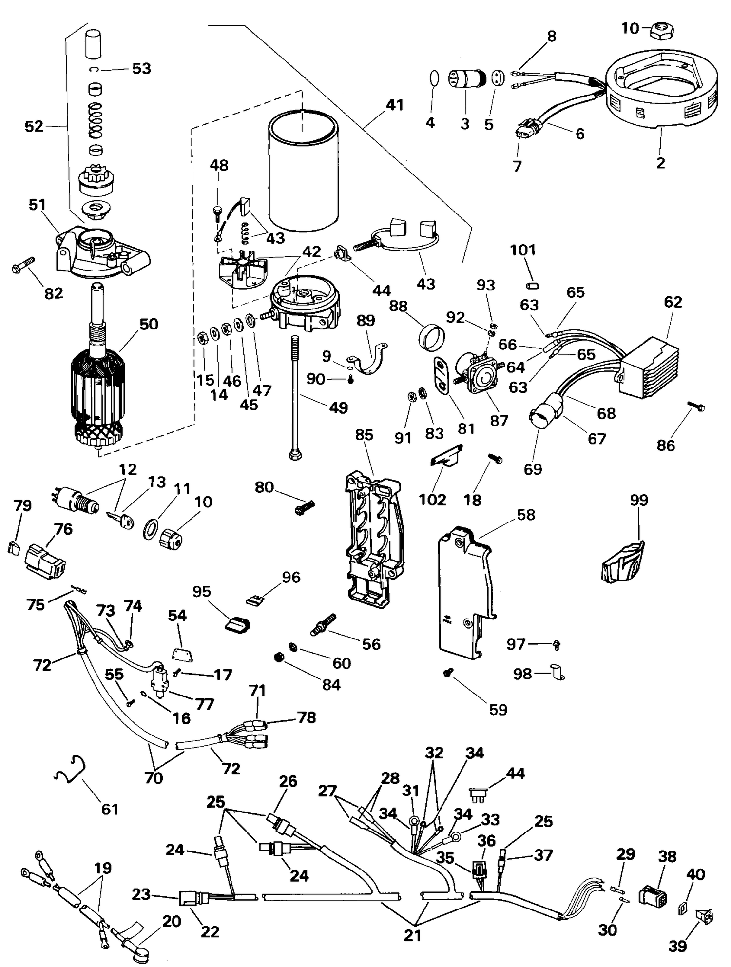TILLER ELECTRIC STARTING KIT - 25, 35 (3-CYLINDER)