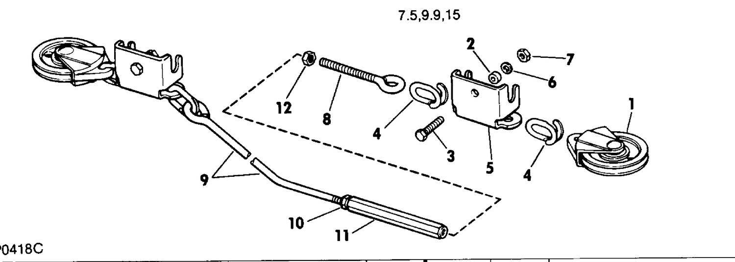 STEERING CONNECTOR KITS-ROPE 7.5, 9.9, 15 TWIN MOTOR