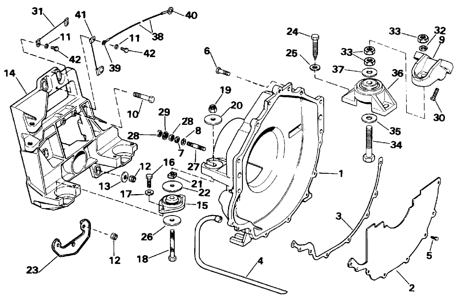 TRANSOM PLATE, FLYWHEEL HOUSING & MOUNTS