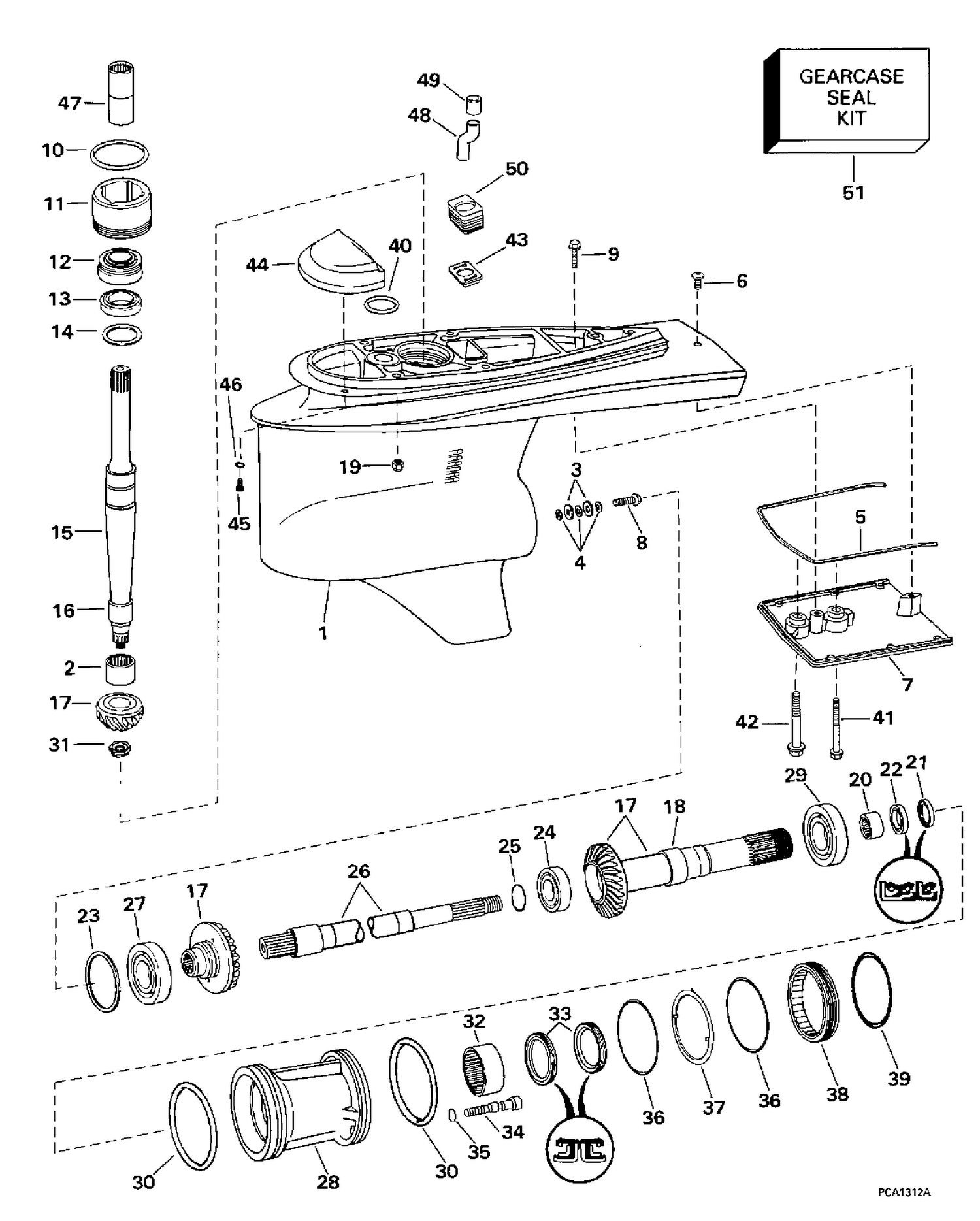 LOWER GEARCASE -- DUAL PROP