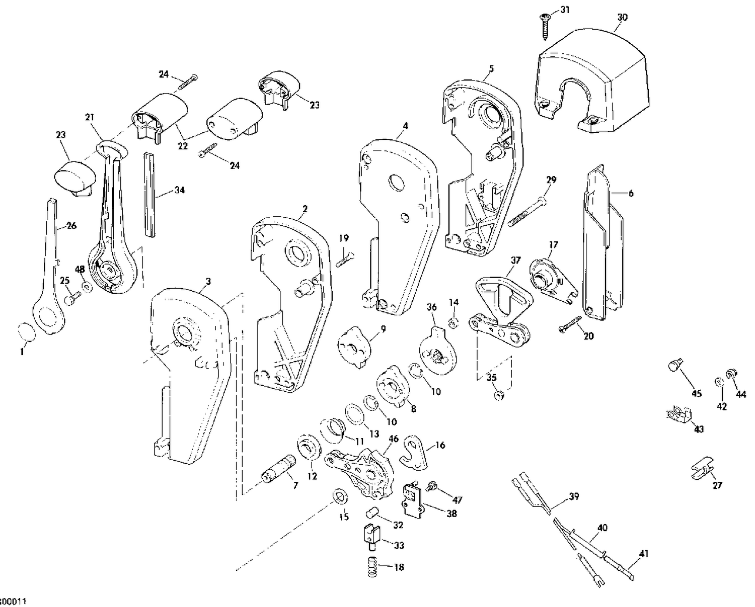 REMOTE CONTROL ASSEMBLY - BINNACLE MOUNT, DUAL LEVER