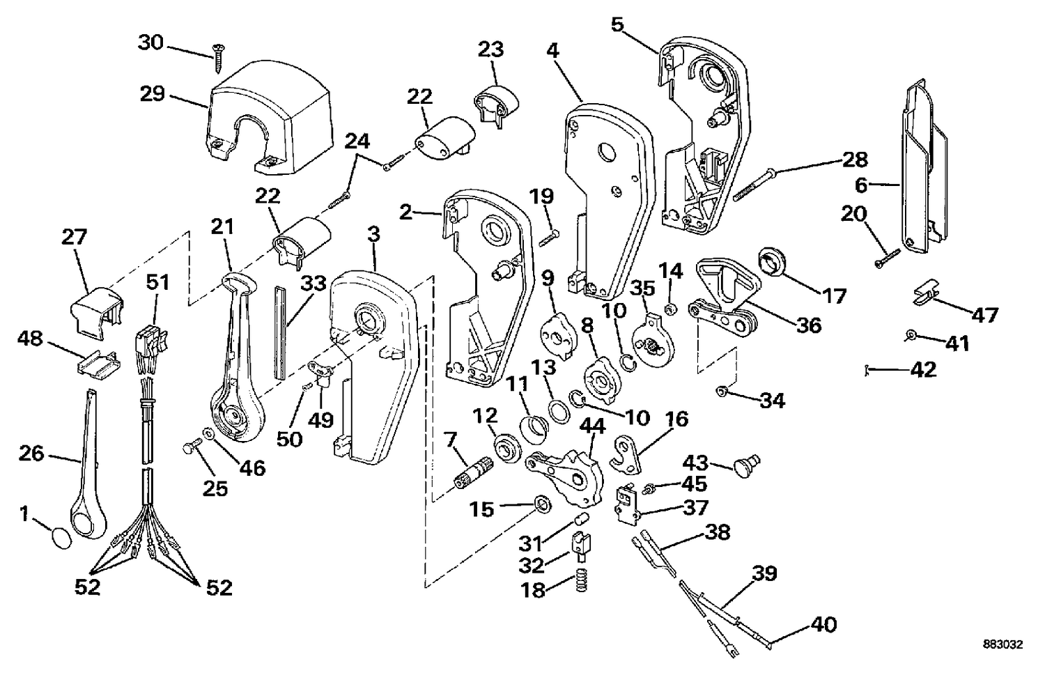 REMOTE CONTROL ASSEMBLY - BINNACLE MOUNT, DUAL LEVER