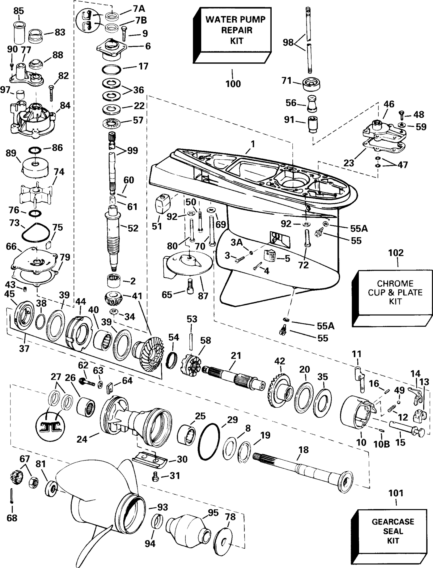 GEARCASE - COUNTER ROTATION - CX, VC, VCX MODELS