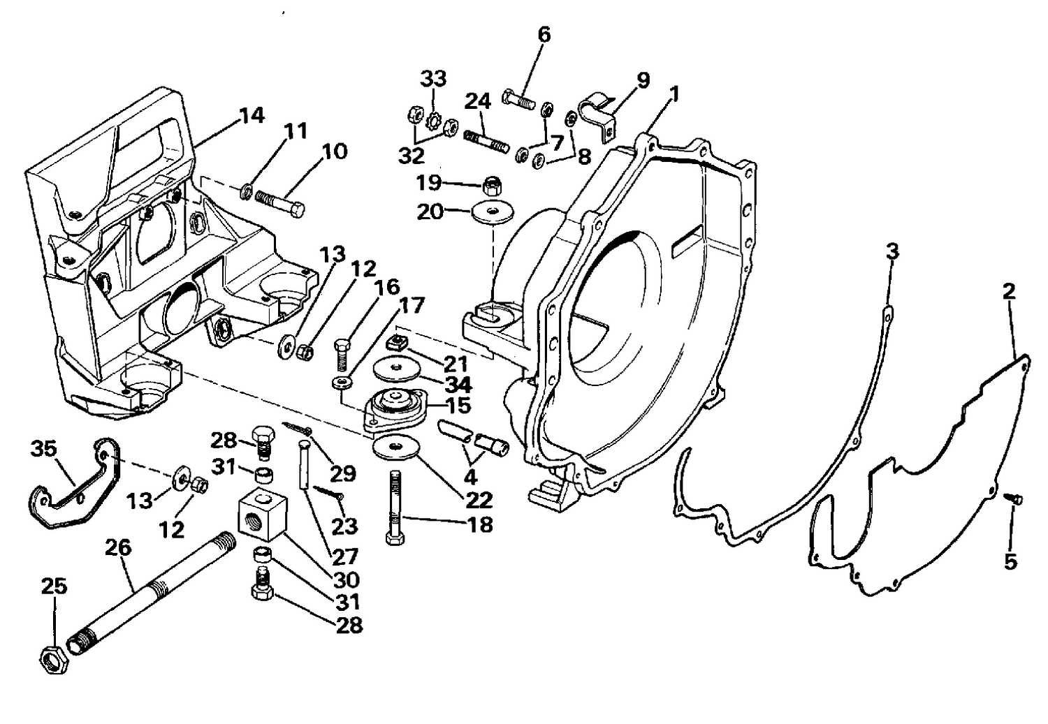 TRANSOM PLATE, FLYWHEEL HOUSING & MOUNTS