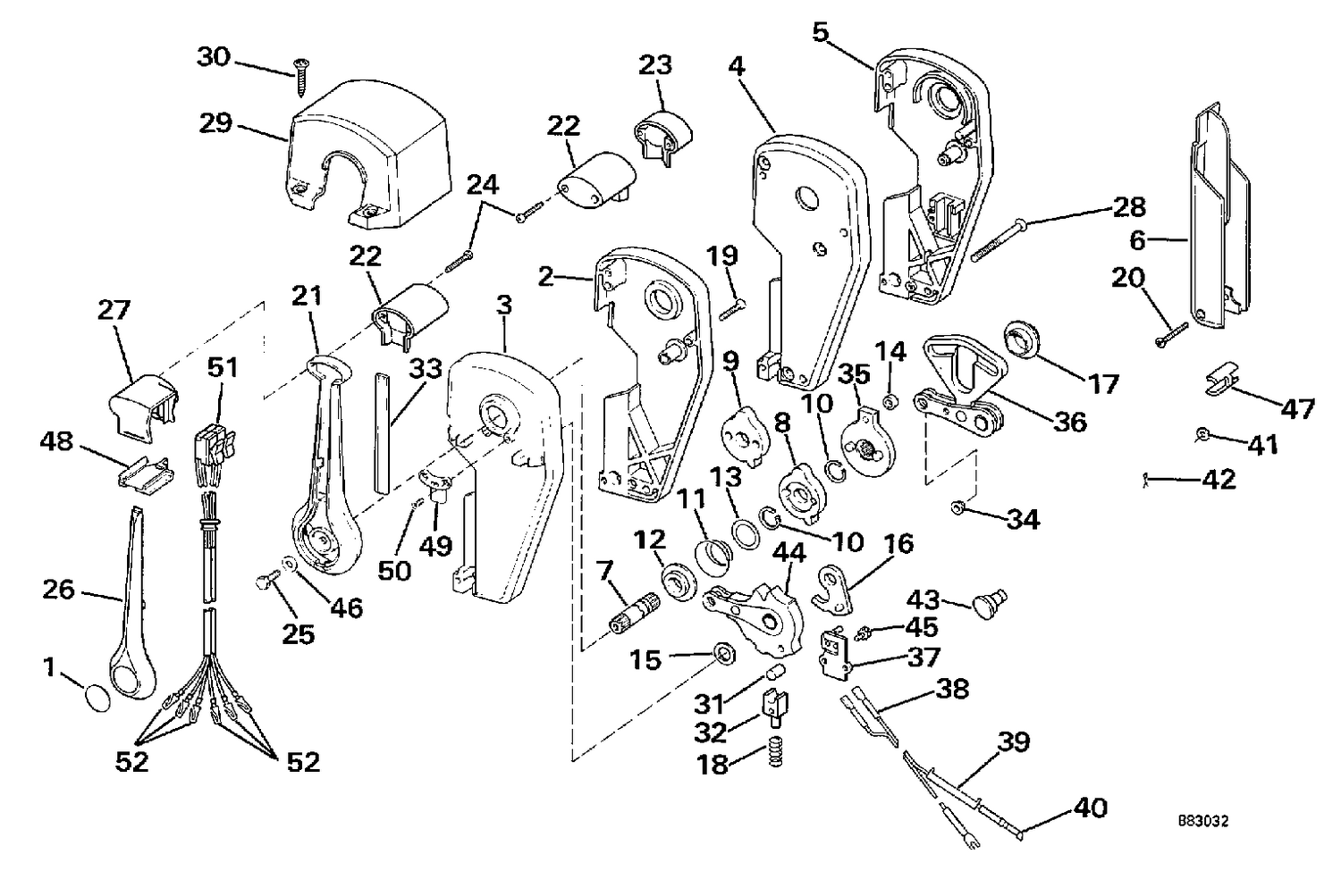 REMOTE CONTROL ASSEMBLY -- BINNACLE MOUNT, DUAL LEVER