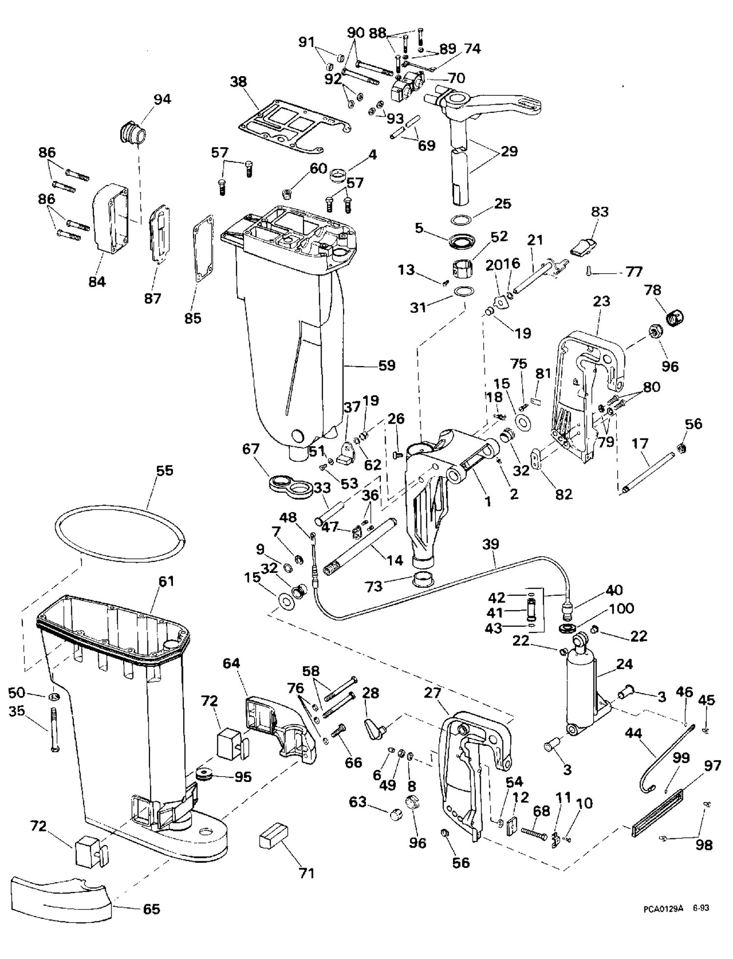 EXHAUST HOUSING & STERN & SWIVEL BRACKET