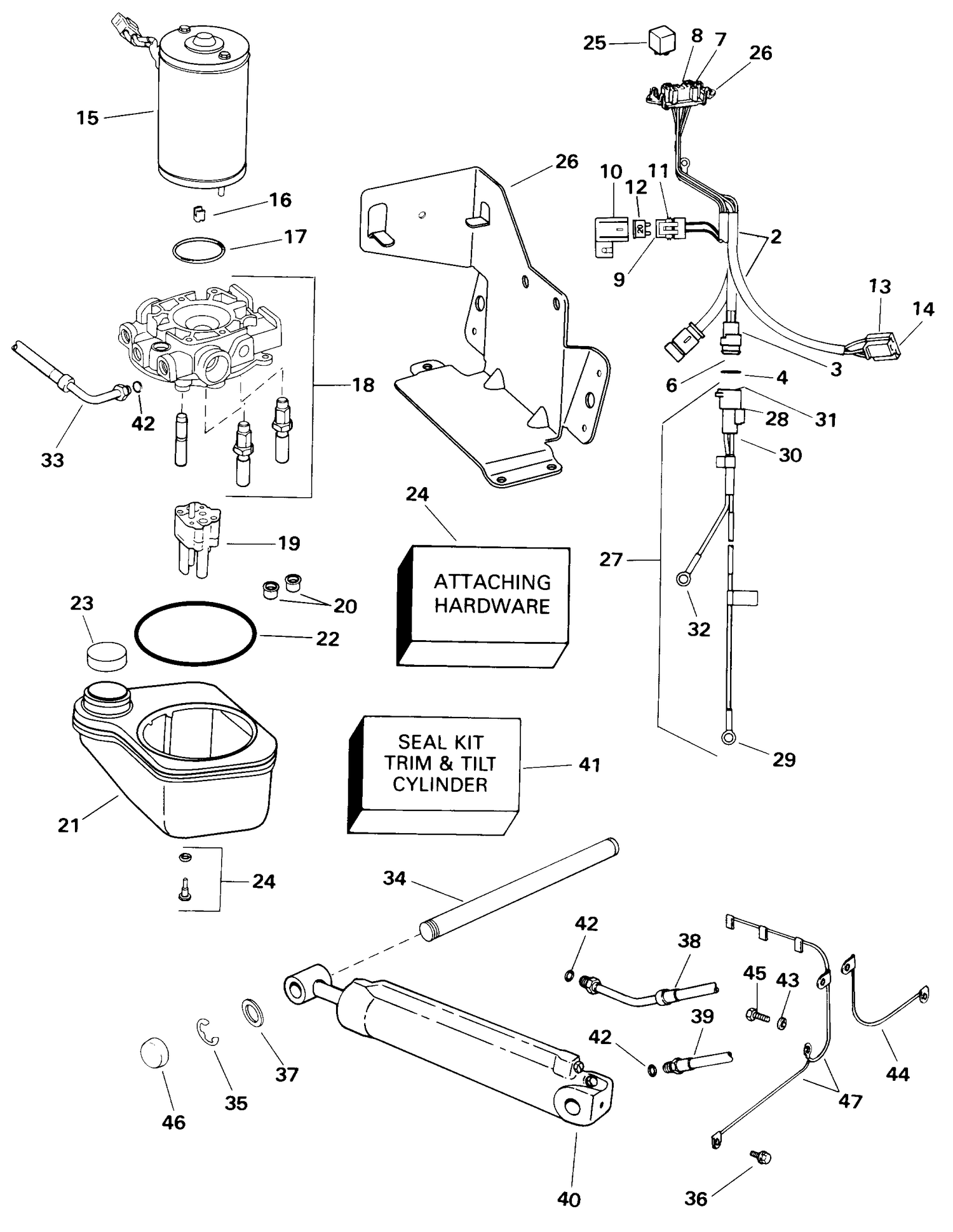 POWER TRIM & TILT -- 3868843 & 3868849 MODEL TRANSOM MOUNT