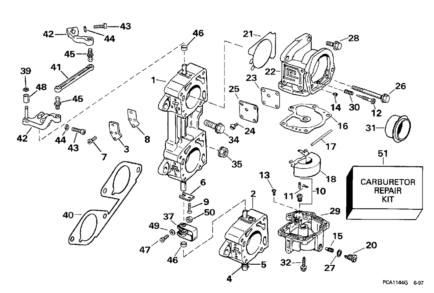 CARBURETOR & LINKAGE -- 225, 250