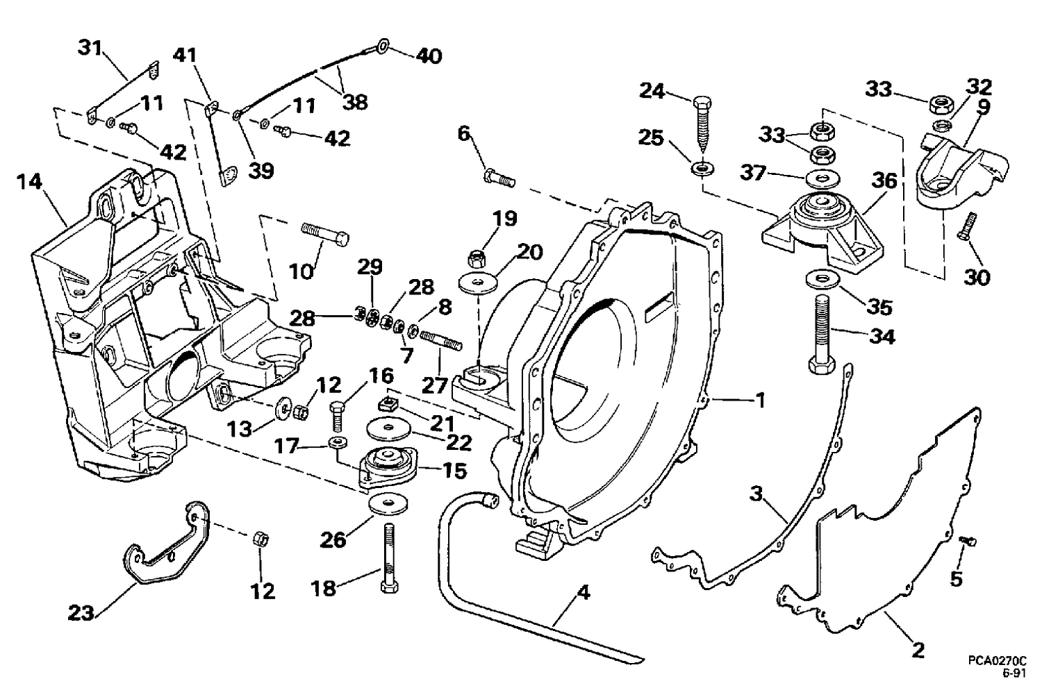TRANSOM PLATE, FLYWHEEL HOUSING & MOUNTS