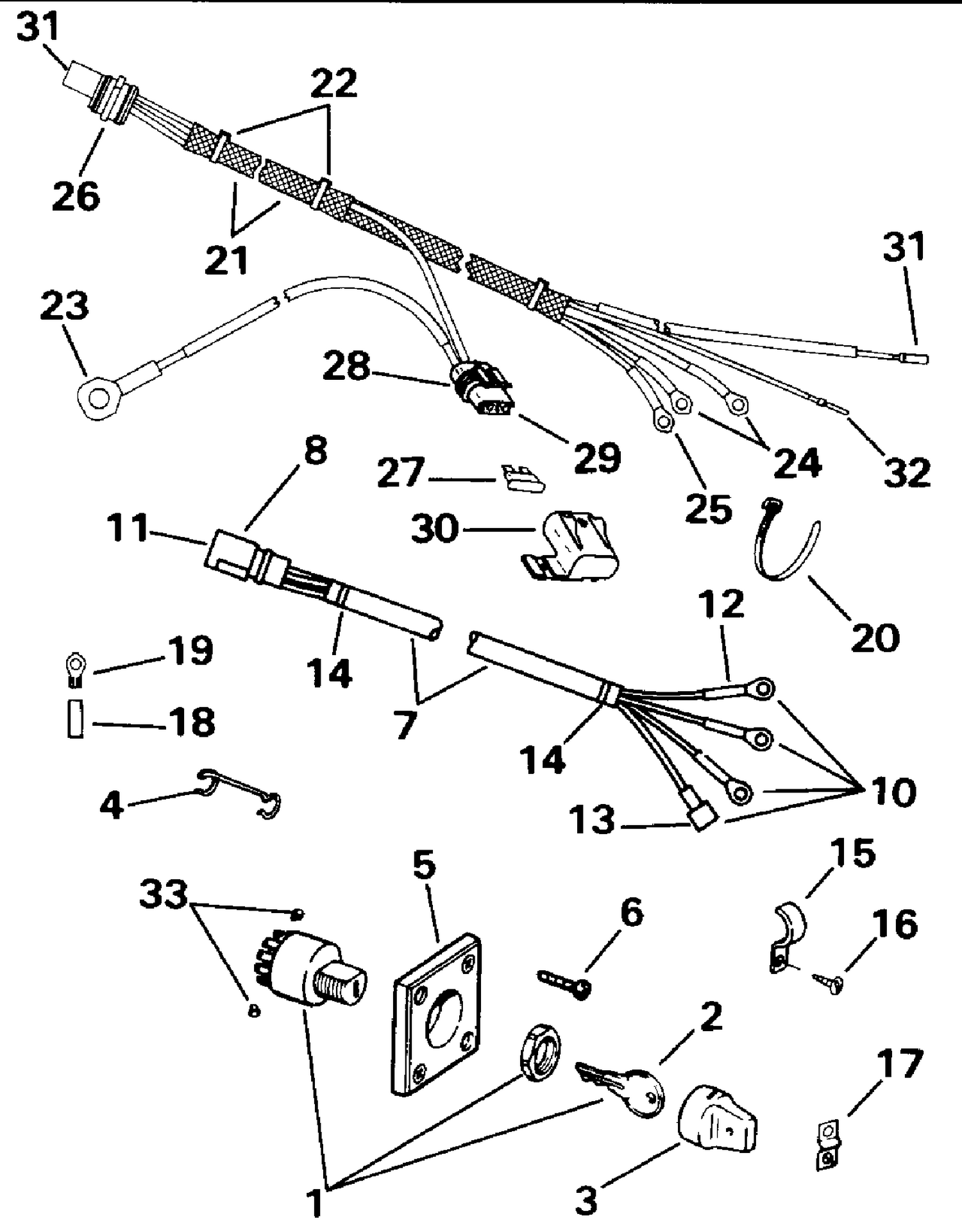 IGNITION SWITCH & CABLE - 25/48 MODELS