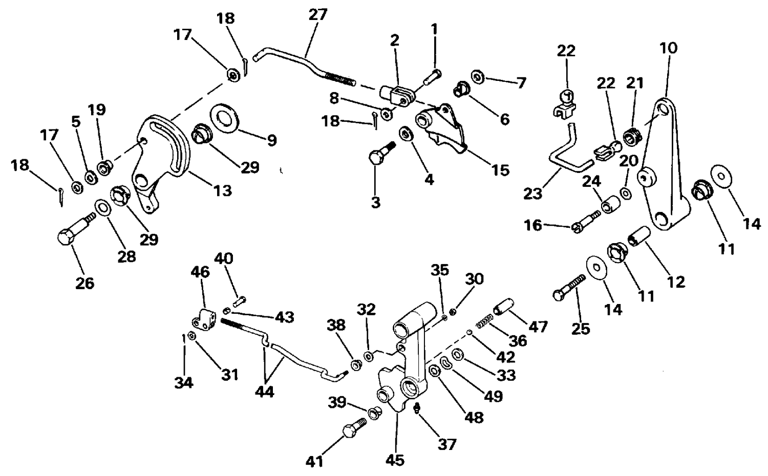 SHIFT & THROTTLE LINKAGE - 50 TILLER ELECTRIC