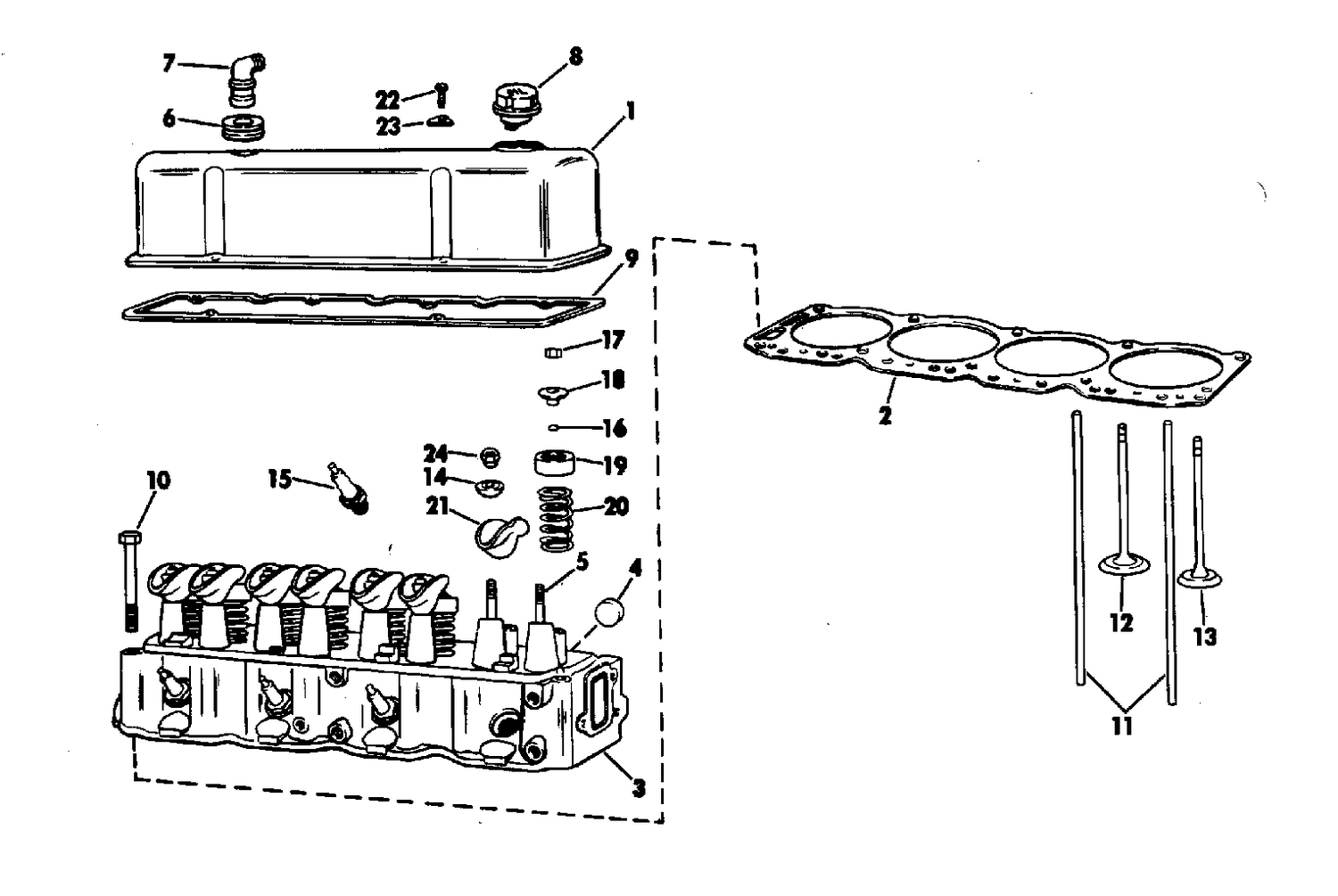 HEAD AND ROCKER ARM GROUP 120 HP