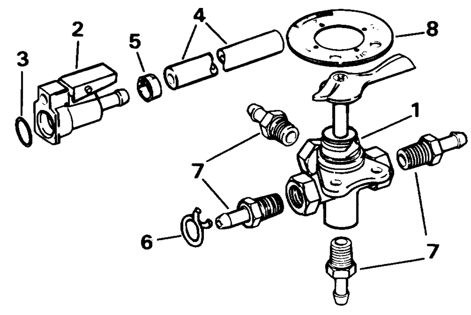 FOUR-WAY VALVE KIT - 5/16 IN. I.D. FUEL HOSE