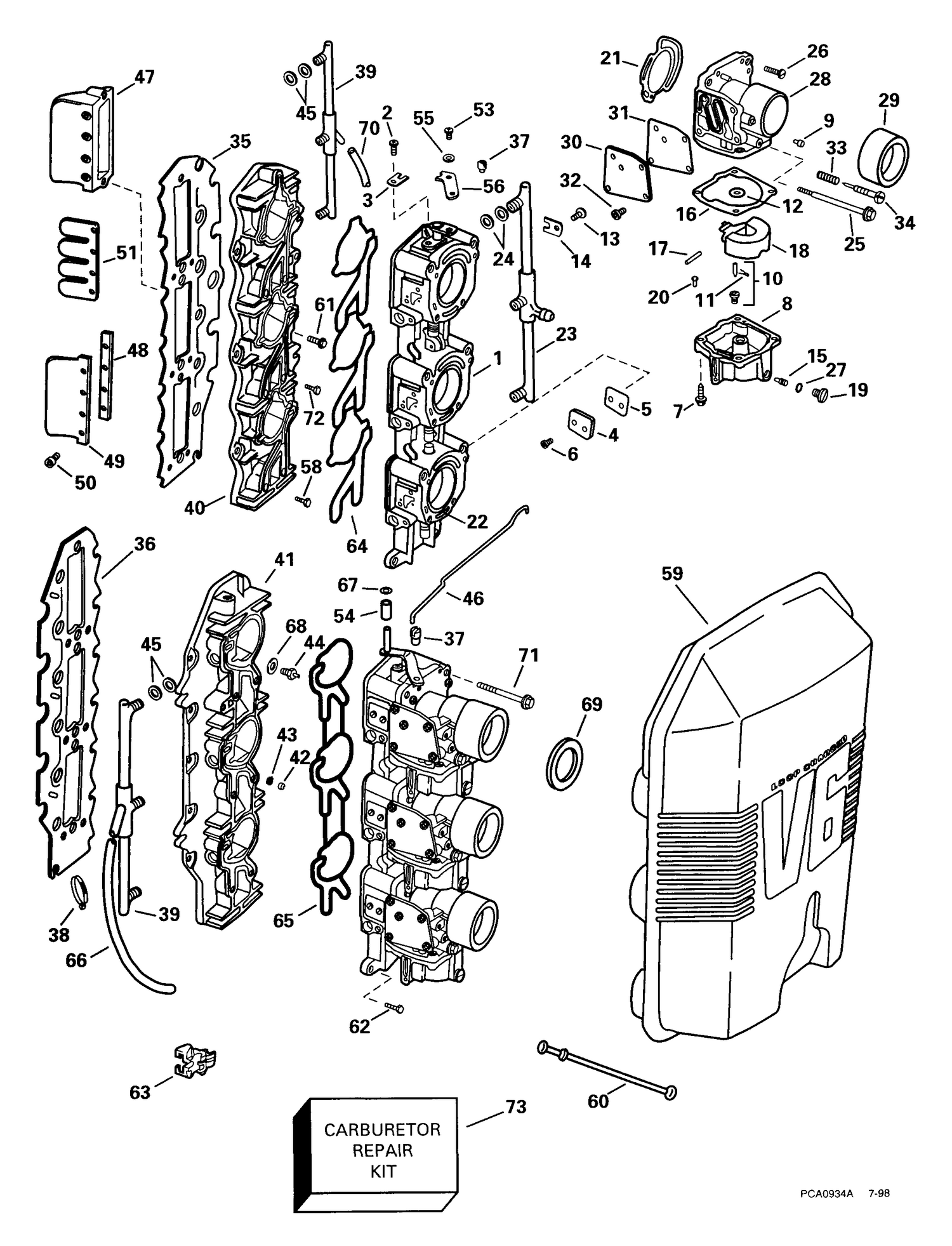 CARBURETOR & INTAKE MANIFOLD -- 175 HP
