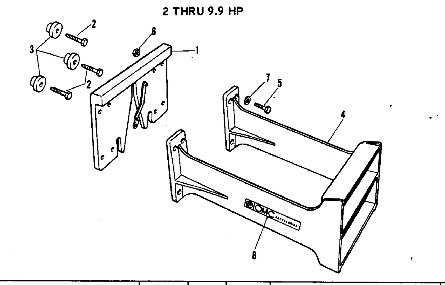 TRANSOM PLATE & AUXILIARY MOTOR BRACKET KIT 2 - 9.9 HP