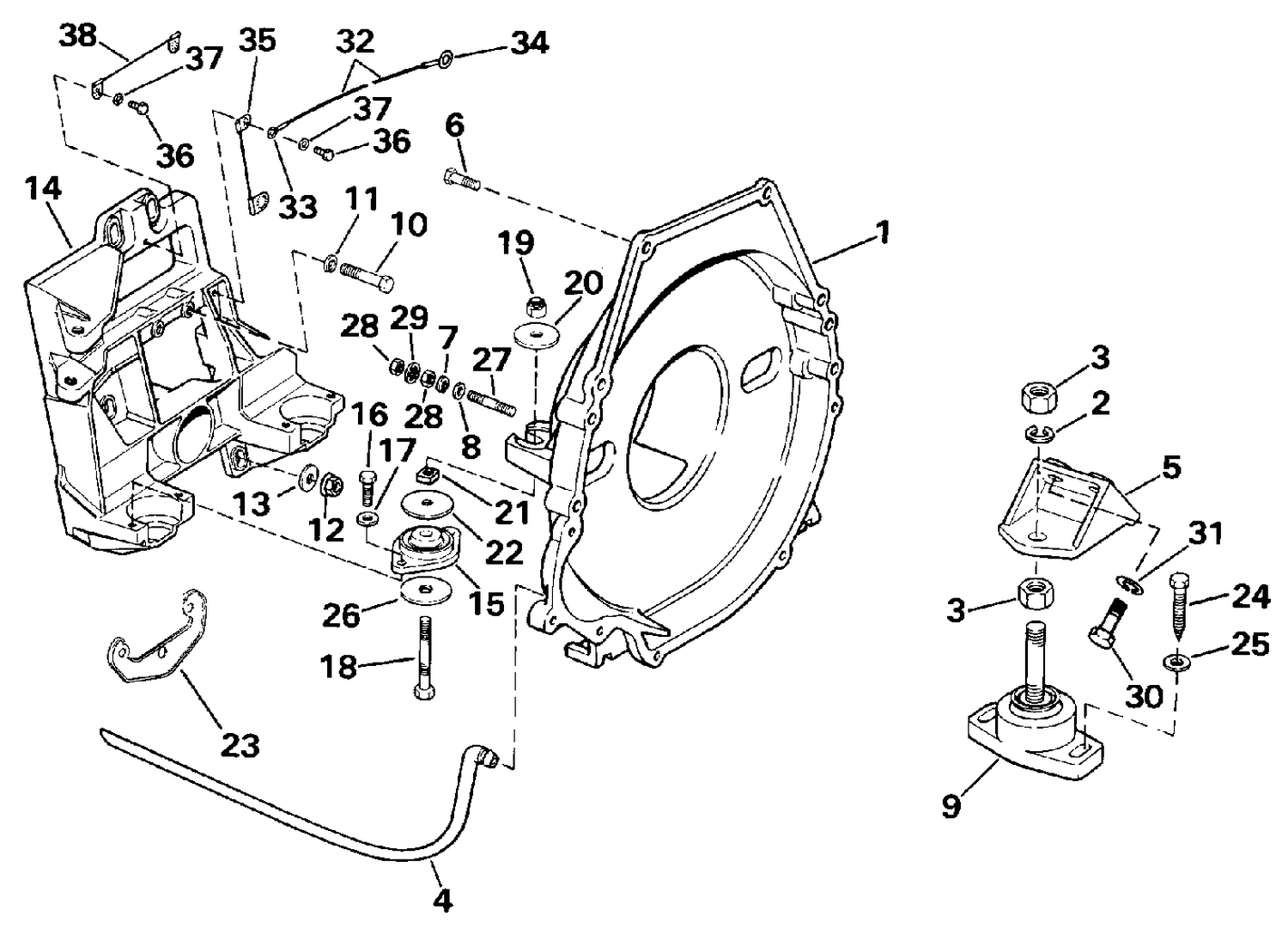 TRANSOM PLATE, FLYWHEEL HOUSING & MOUNTS