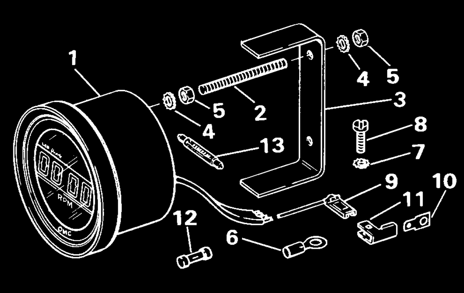 QUARTACH TACHOMETER - FLUSH MOUNT -- DIGITAL -- NON-PLUG IN